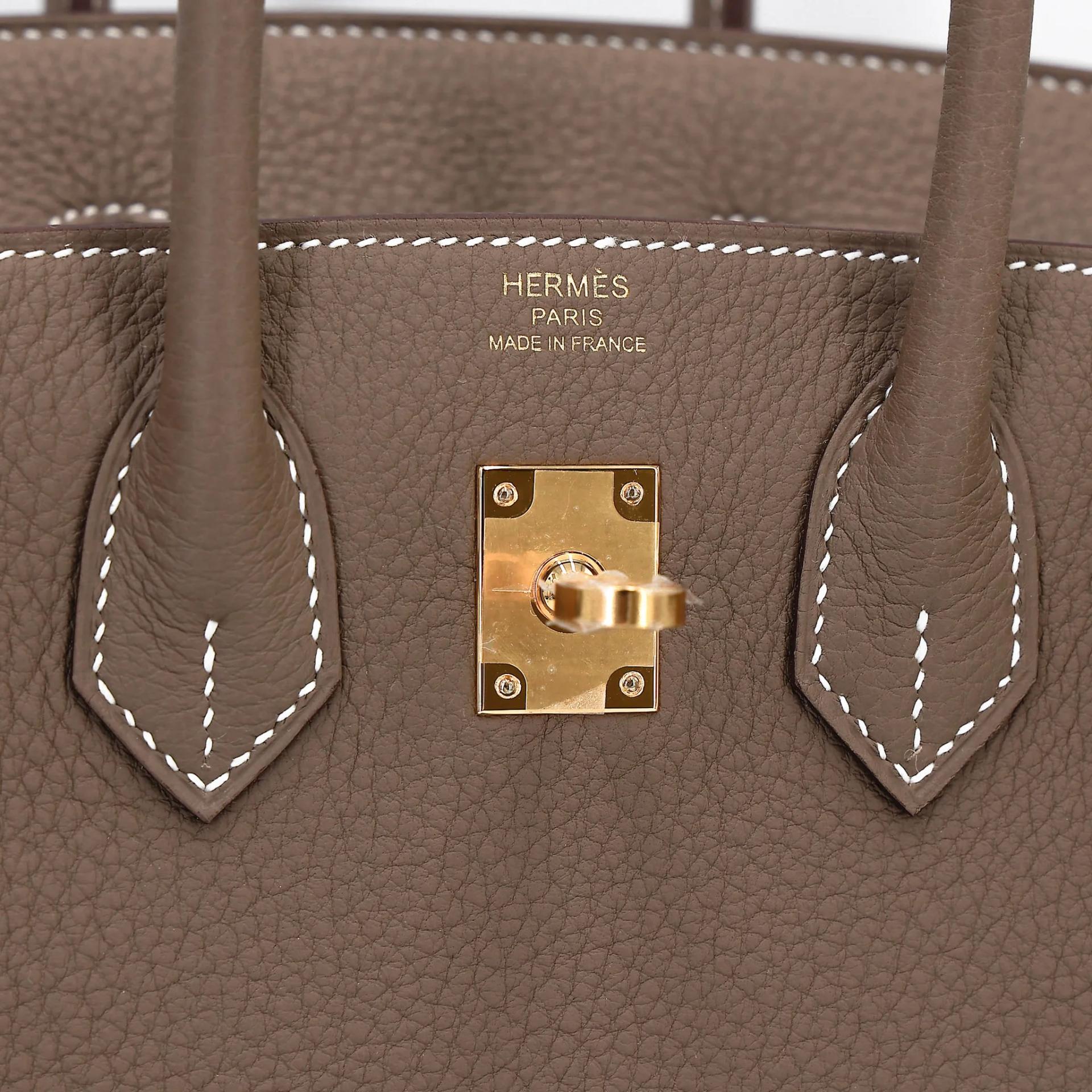 Brand New ( Rank N ) HERMÈS Birkin 25 Etoupe (18) Togo Gold hardware G (2026) - 9