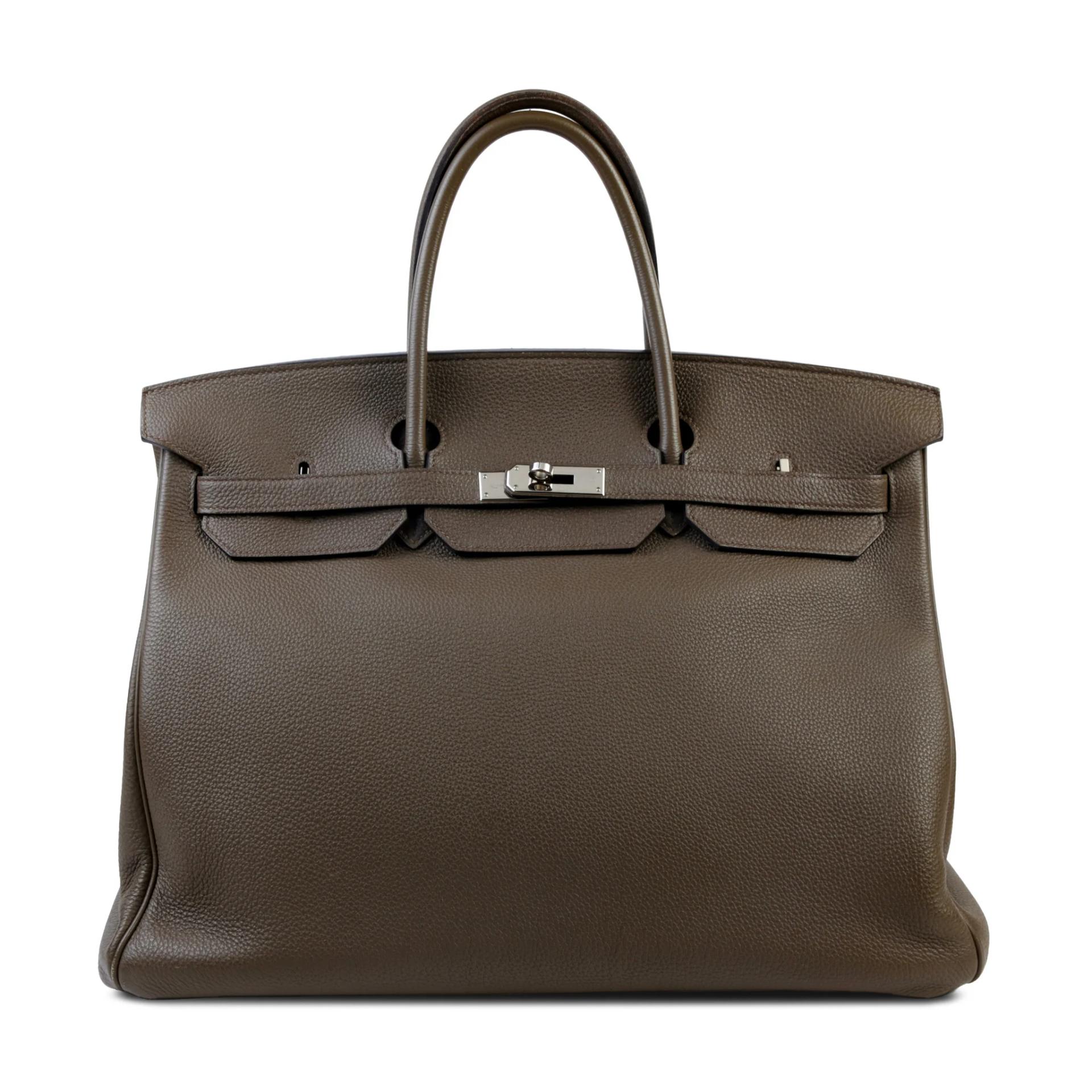 Very Good ( Rank A) HERMÈS Birkin 40 Taupe (16) Togo Palladium hardware Square R (2014) - 1