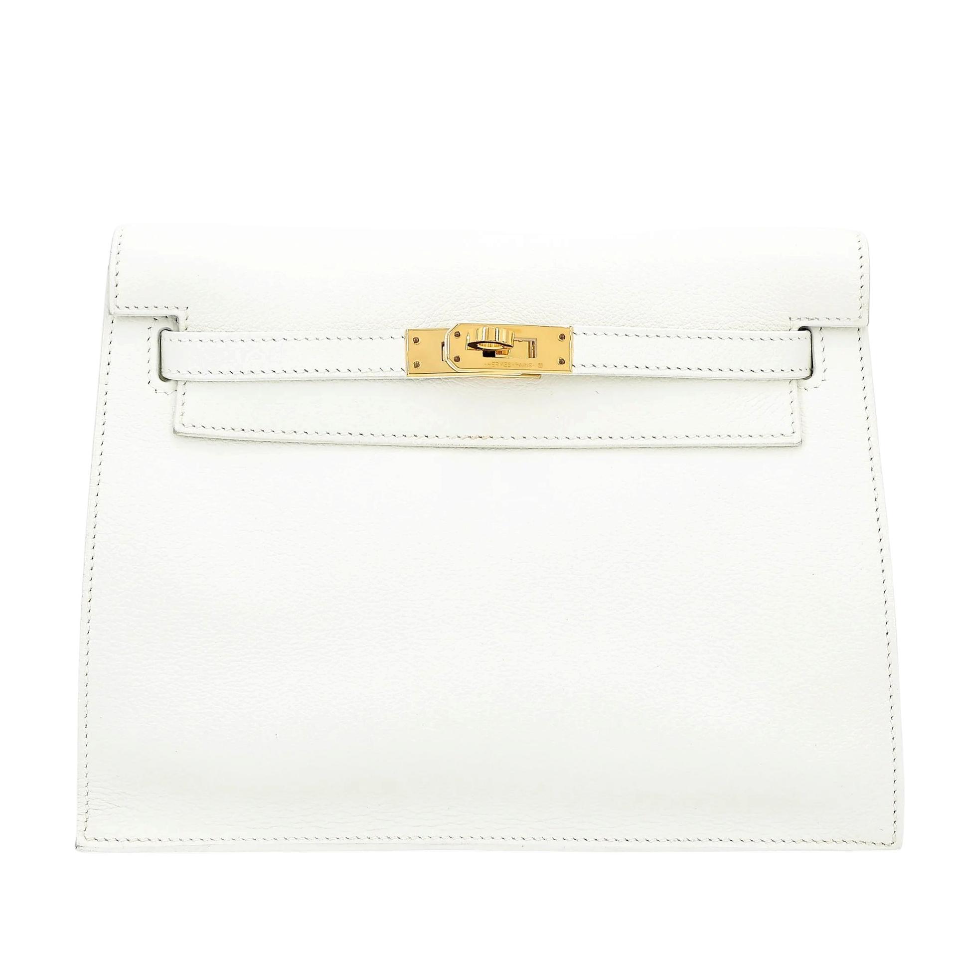 Very Good ( Rank A) HERMÈS Kelly Danse White (01) Evercolor Gold hardware U (2022) - 1