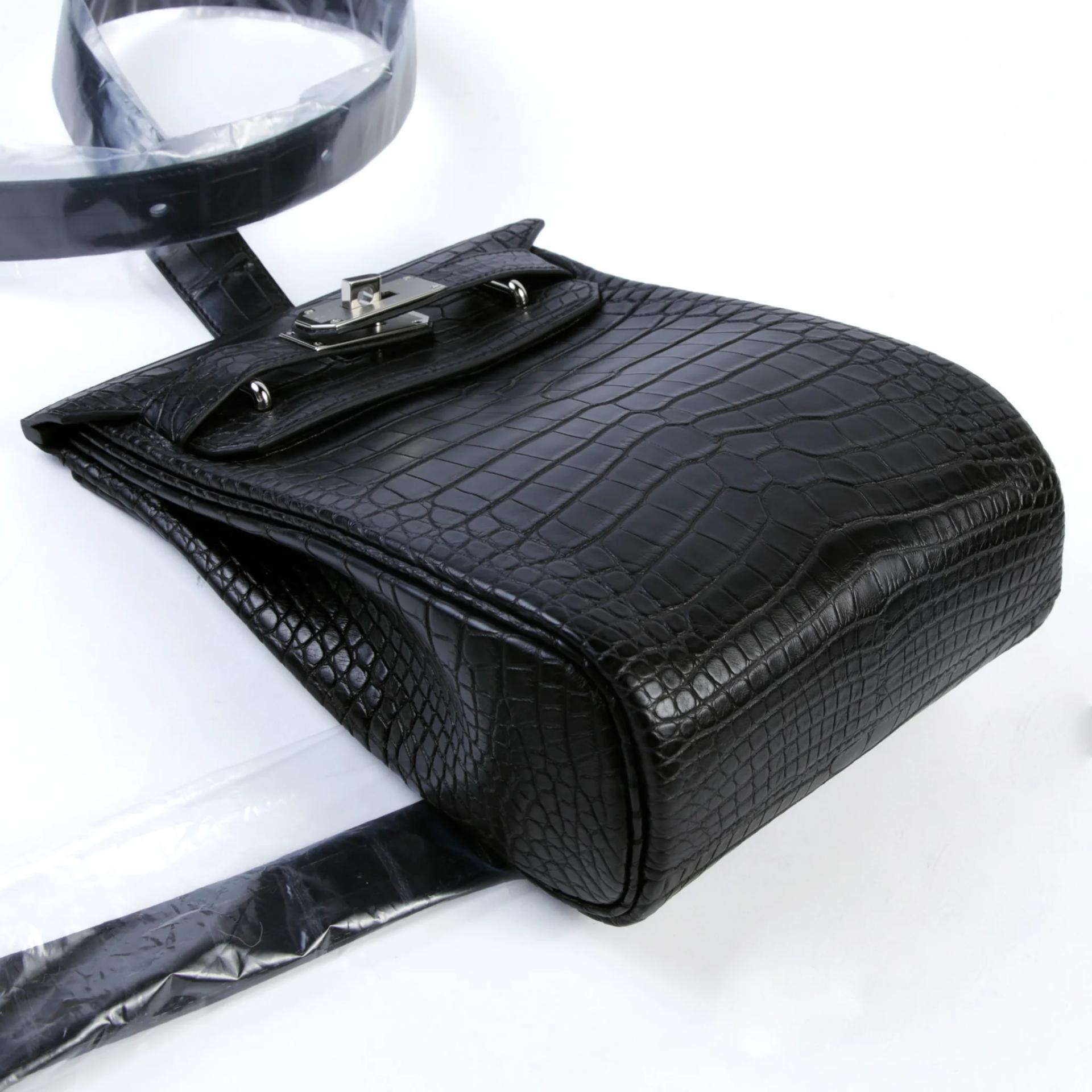 Unused ( Rank NS ) HERMÈS Hac a Dos PM Noir (89) Matte Alligator Palladium hardware K (2025) - 4