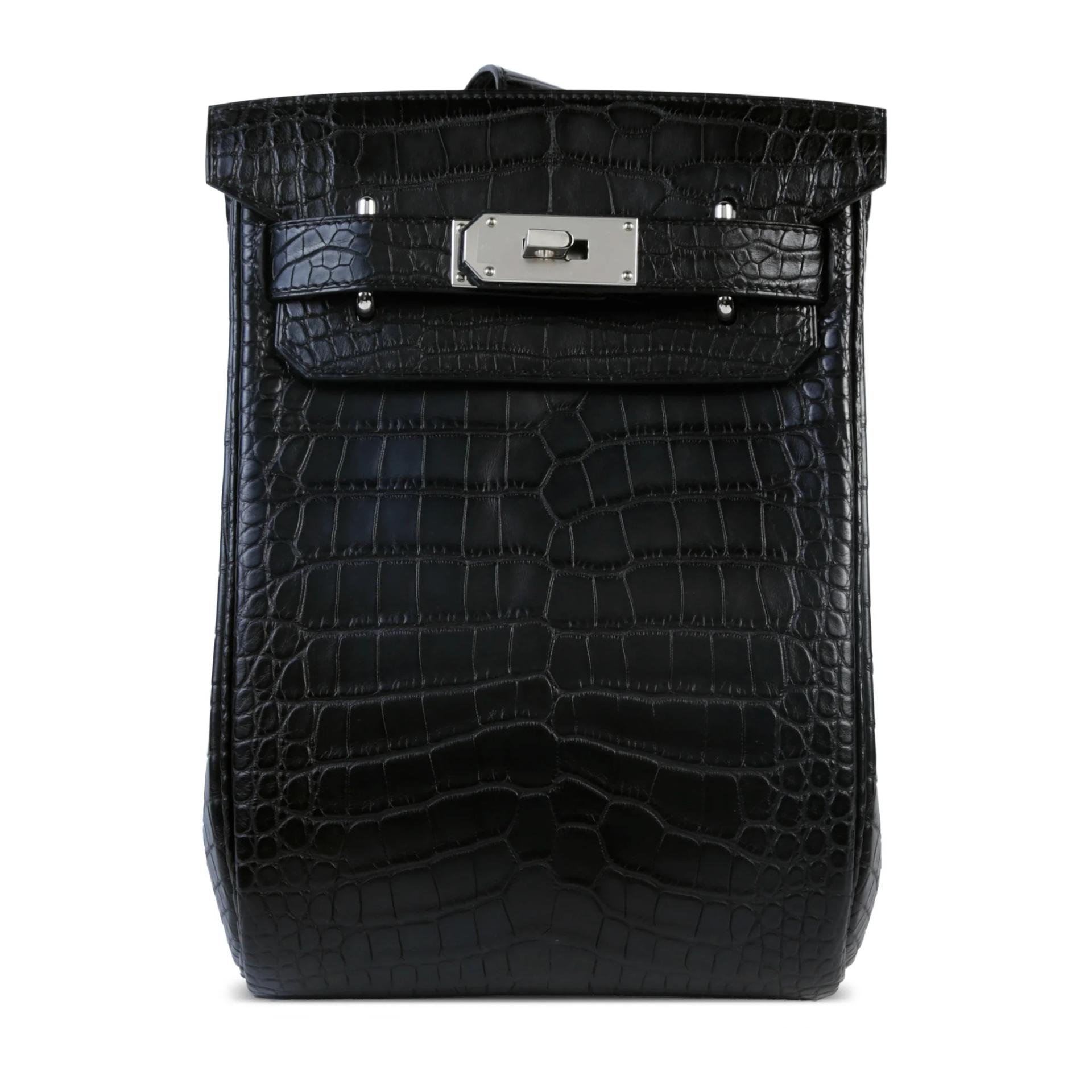 Unused ( Rank NS ) HERMÈS Hac a Dos PM Noir (89) Matte Alligator Palladium hardware K (2025) - 1