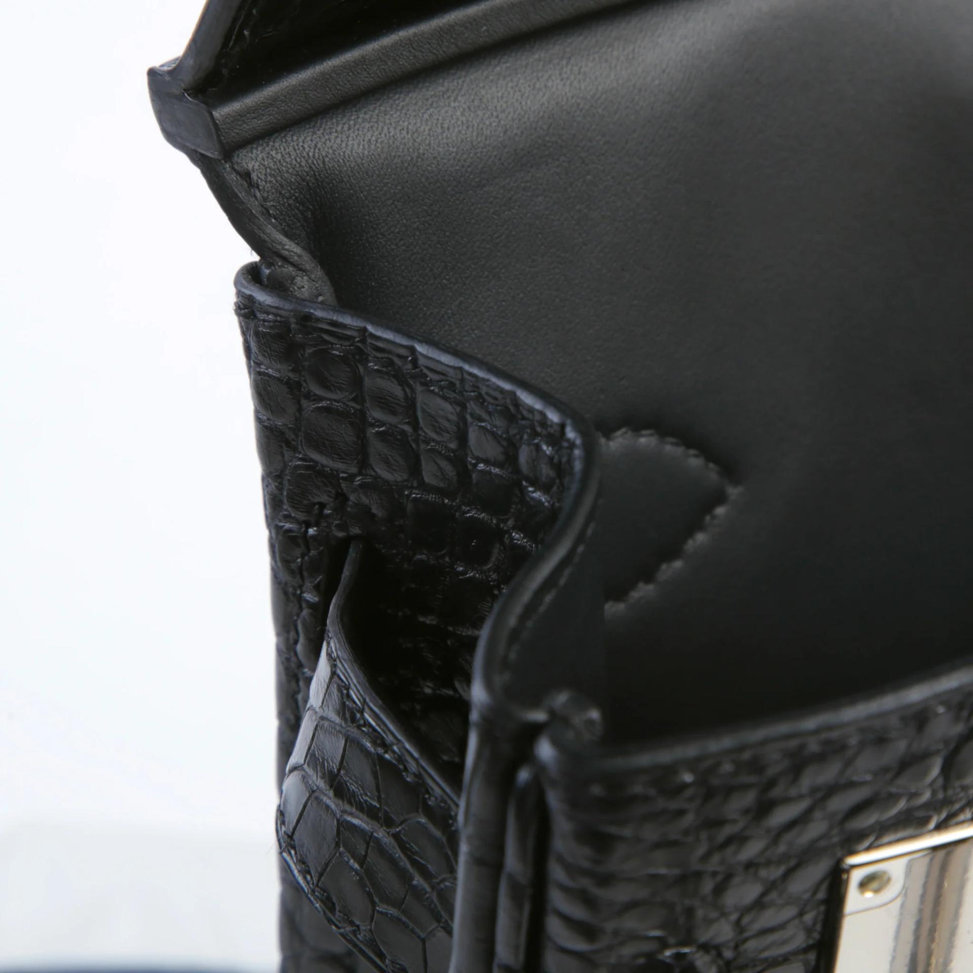 Unused ( Rank NS ) HERMÈS Hac a Dos PM Noir (89) Matte Alligator Palladium hardware K (2025) - 12