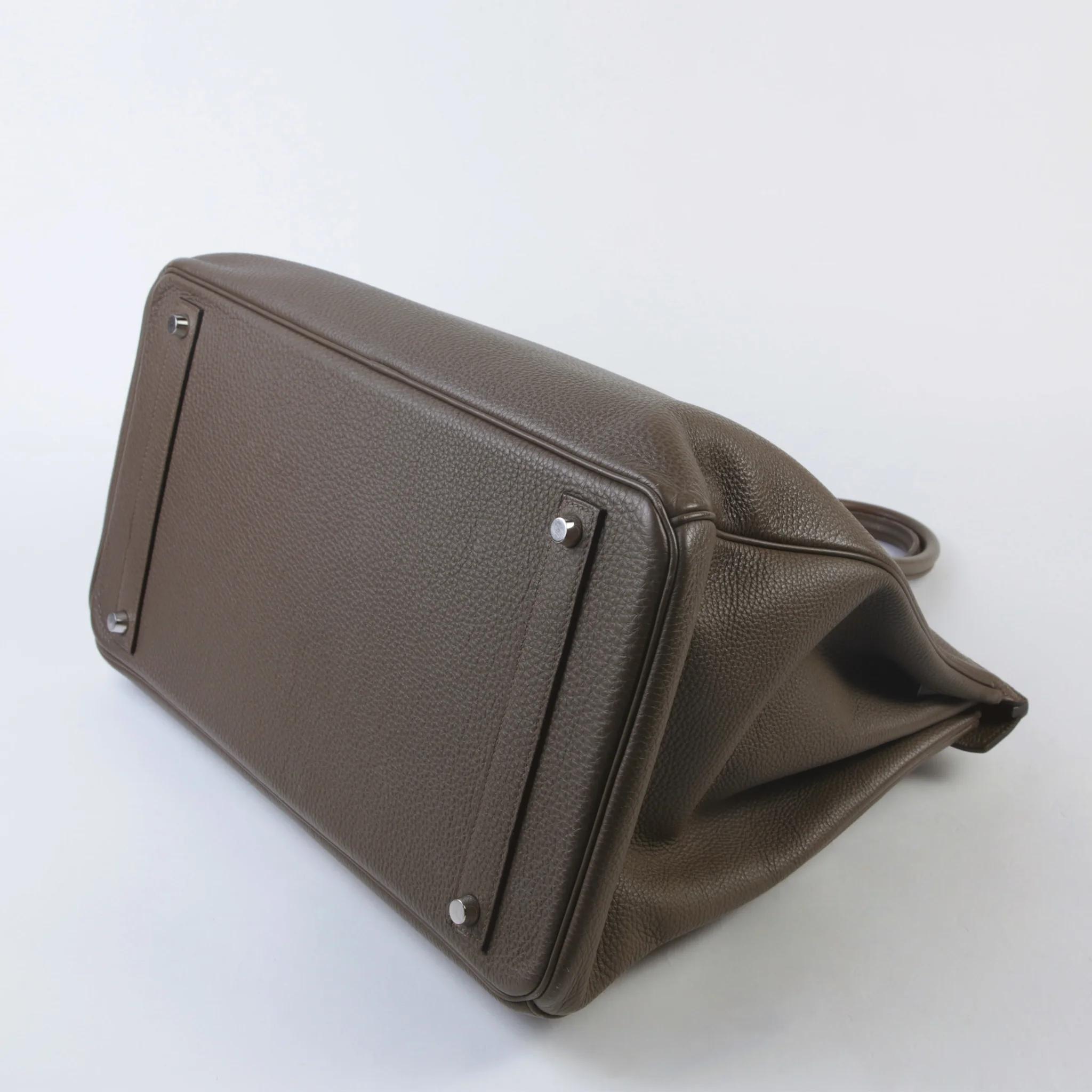 A美品 HERMÈS 愛馬仕 Birkin 40 16 鼴鼠灰 Taupe Togo小牛皮 銀扣 □R刻 2014年 - 7