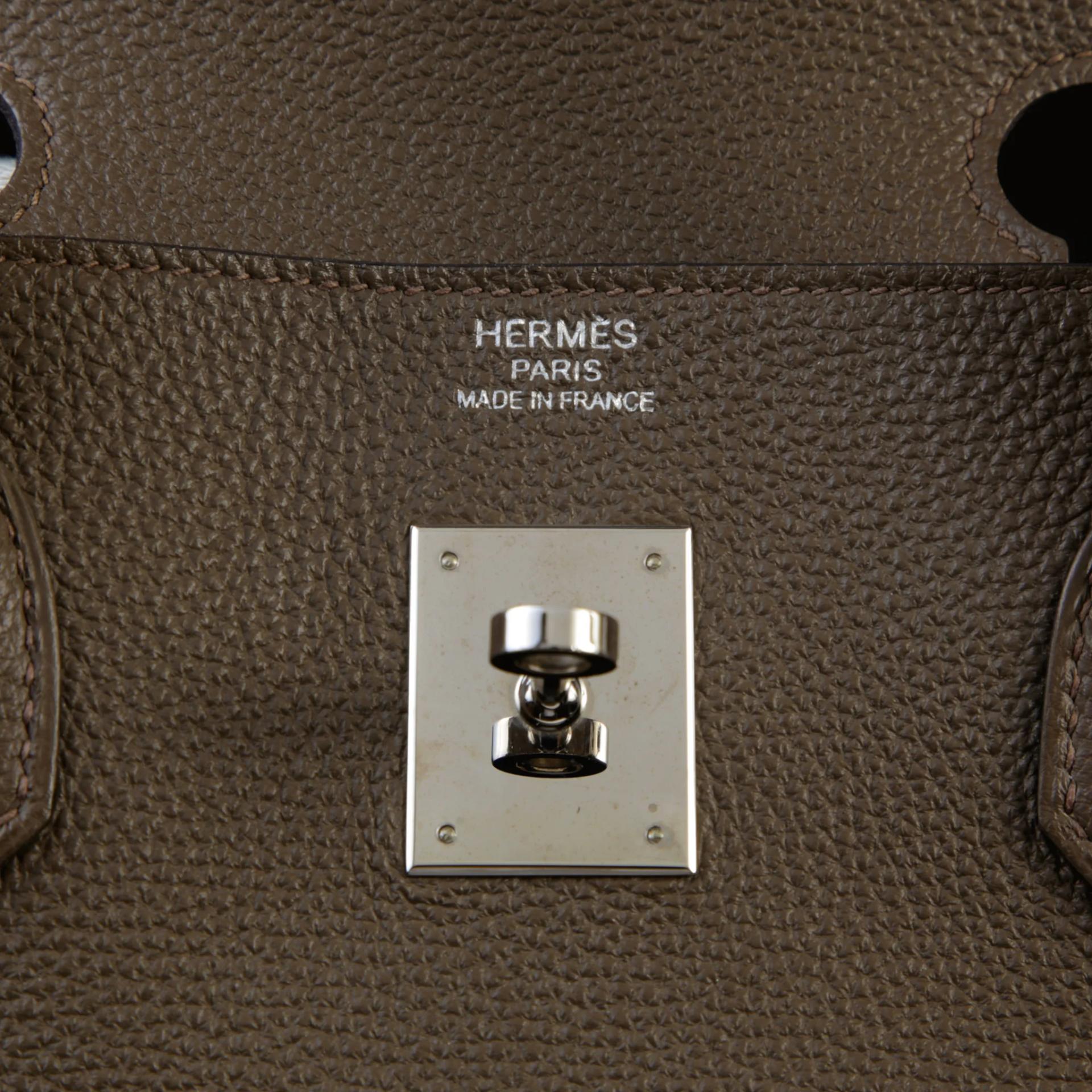 Very Good ( Rank A) HERMÈS Birkin 40 Taupe (16) Togo Palladium hardware Square R (2014) - 10
