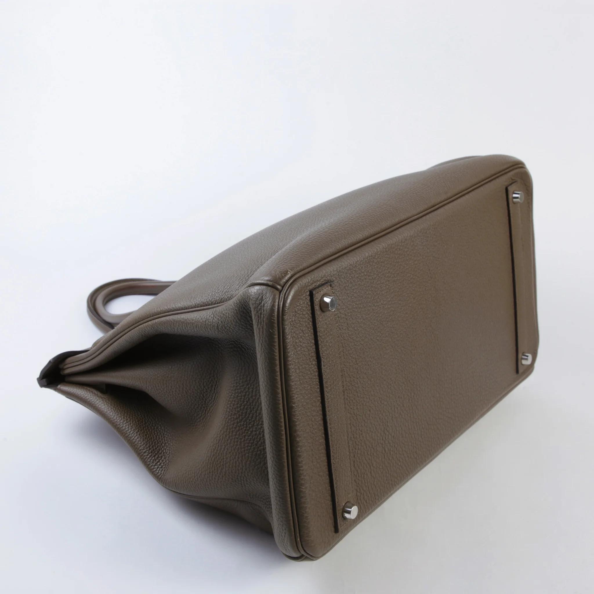 A美品 HERMÈS 愛馬仕 Birkin 40 16 鼴鼠灰 Taupe Togo小牛皮 銀扣 □R刻 2014年 - 4