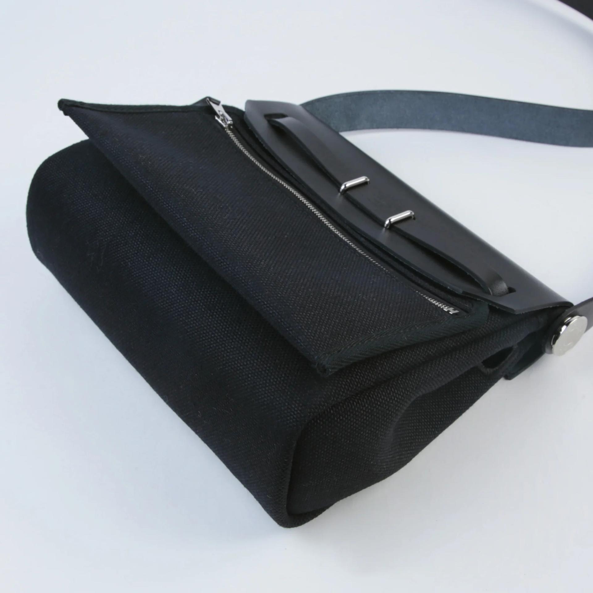Brand New ( Rank N ) HERMÈS Herbag Zip Mini 20 Noir (89) Canvas Palladium hardware G (2026) - 7