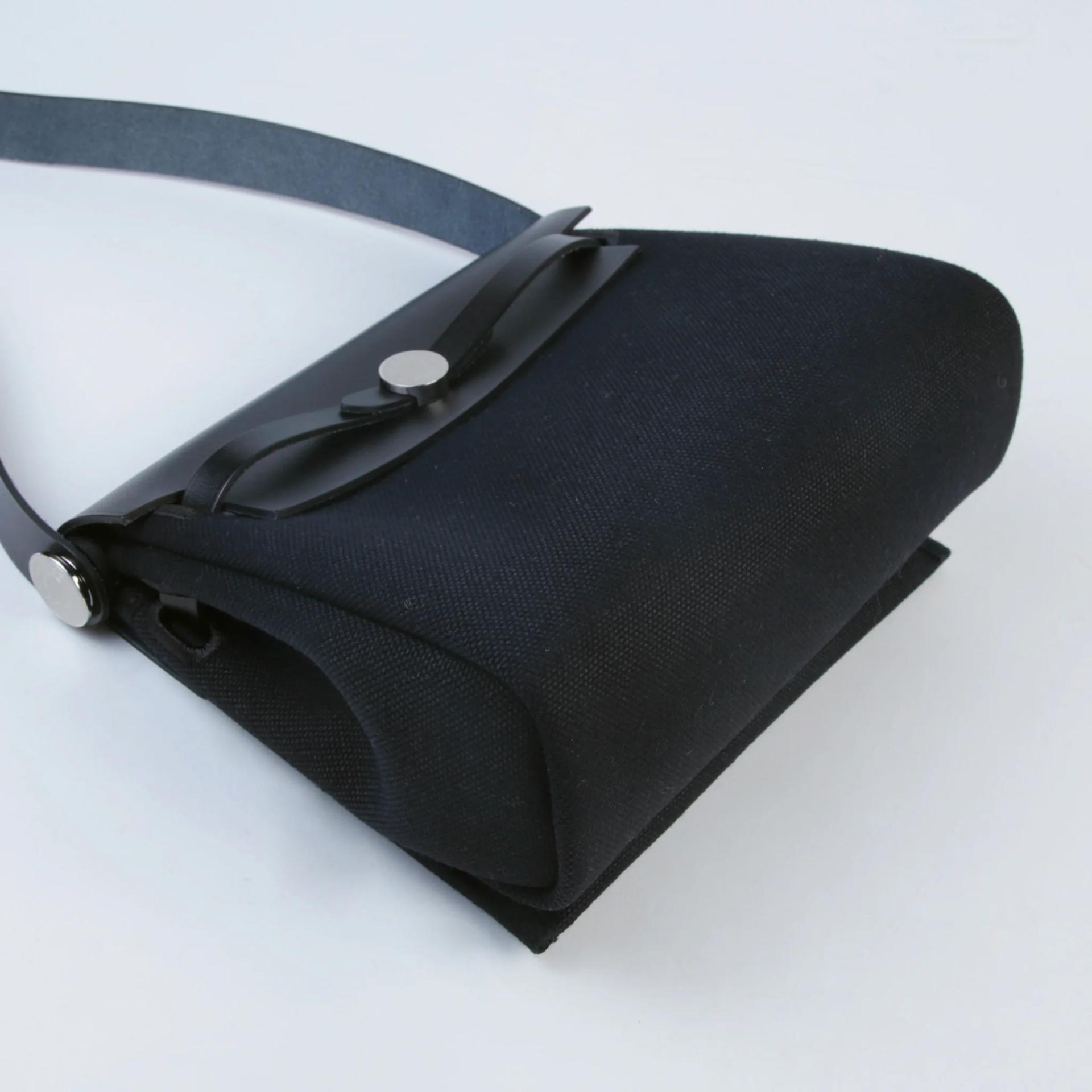Brand New ( Rank N ) HERMÈS Herbag Zip Mini 20 Noir (89) Canvas Palladium hardware G (2026) - 4