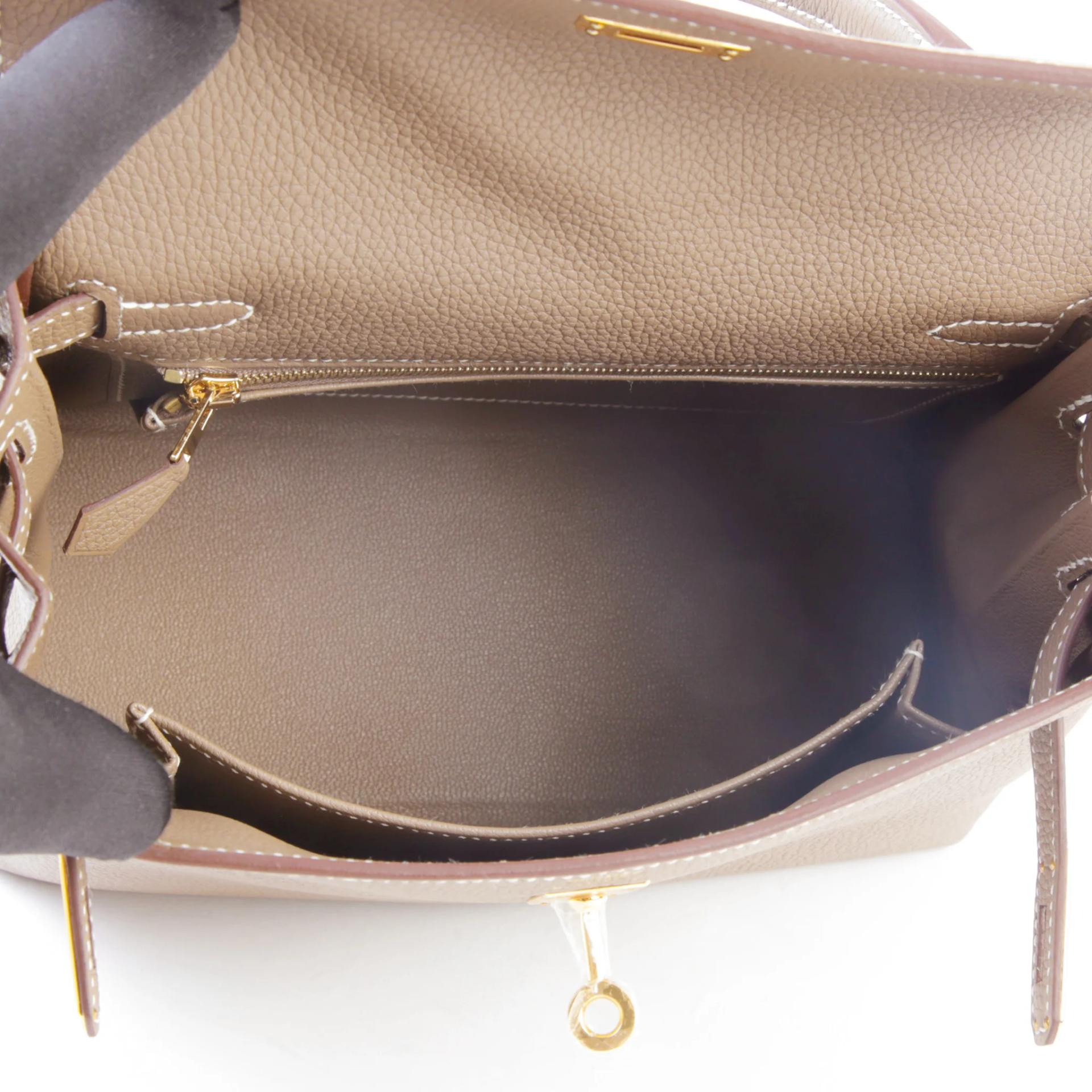 Brand New ( Rank N ) HERMÈS Kelly 25 Etoupe (18) Togo Gold hardware G (2026) - 10