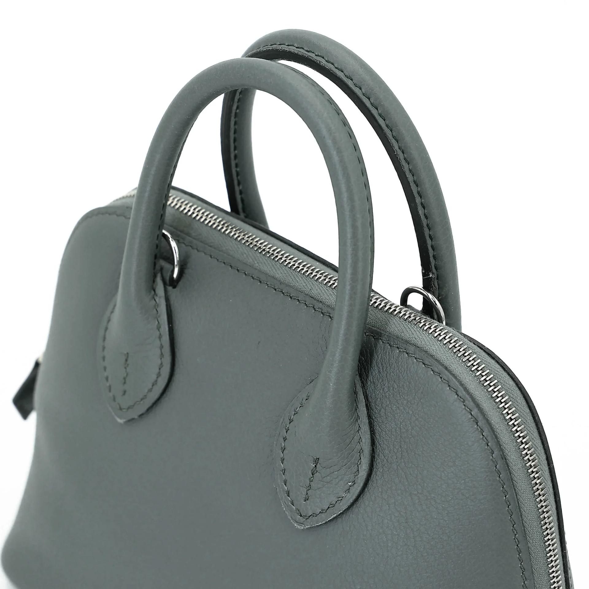 A美品 HERMÈS 愛馬仕 Mini Bolide 1923 63 杏仁綠 Vert Amande Evercolor皮 銀扣 K刻 2025年 - 3