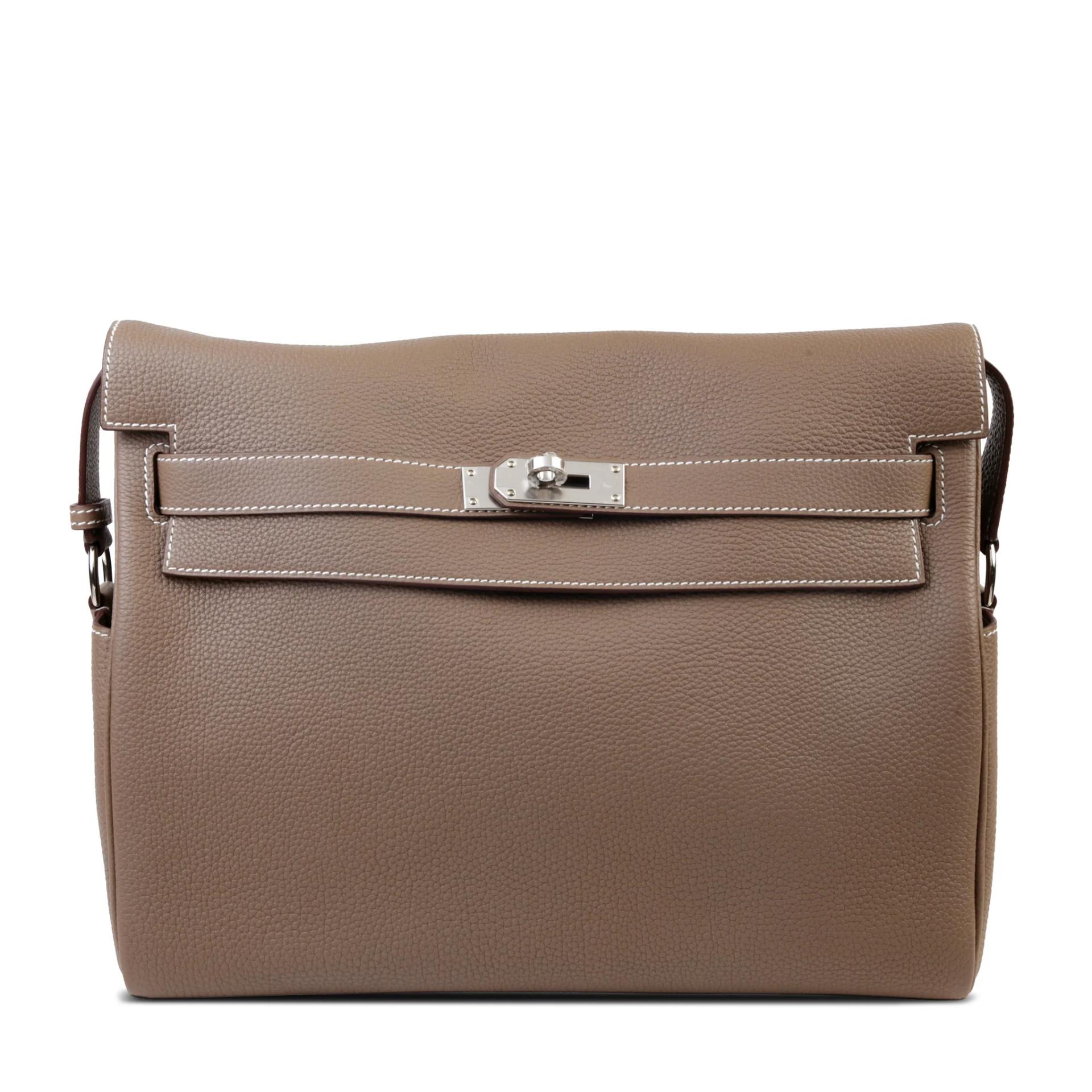 Excellent ( Rank SA ) HERMÈS Kelly Messenger GM Etoupe (18) Togo Palladium hardware W (2024) - 1