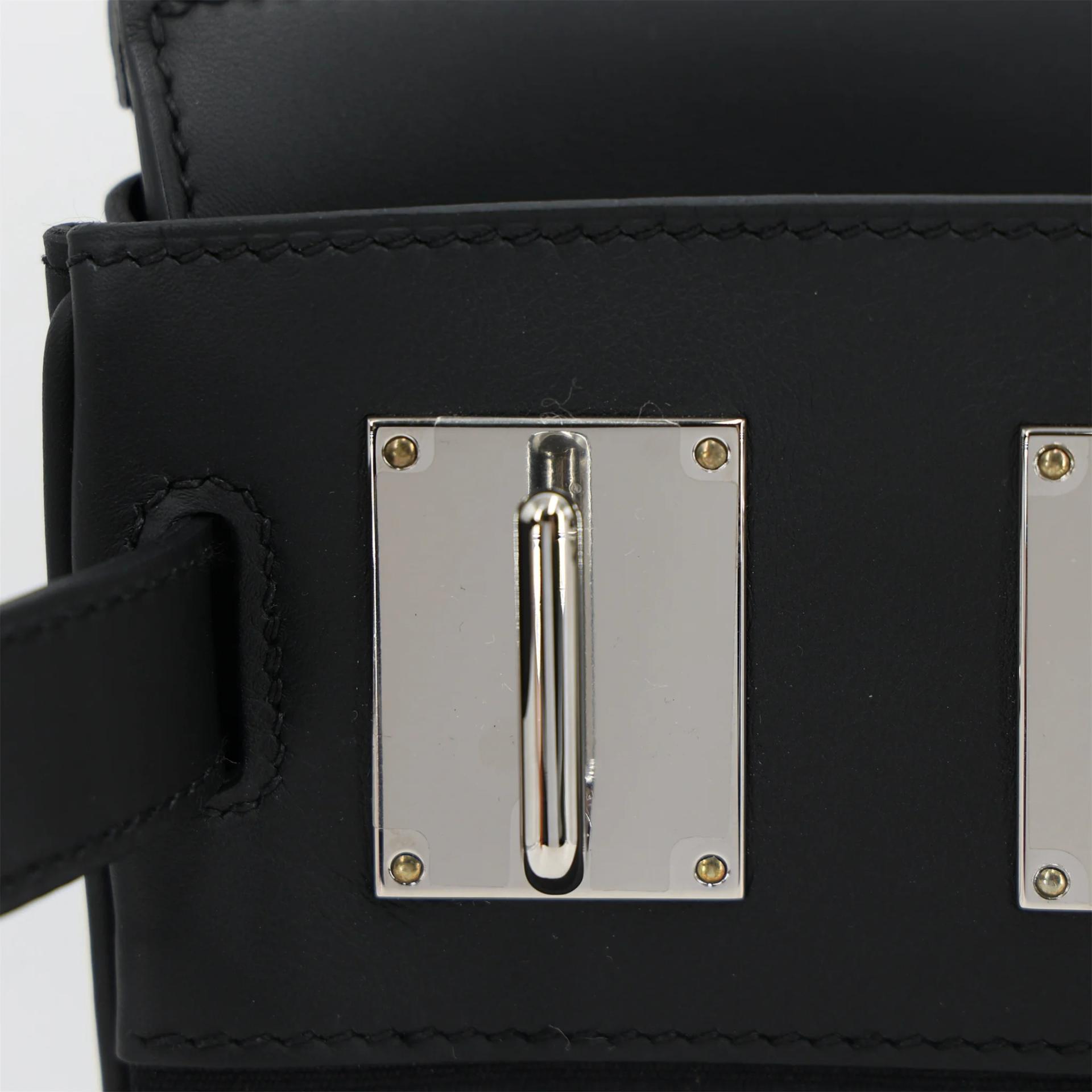 Unused ( Rank NS ) HERMÈS Hac a Dos PM Noir (89) Swift Toile Berline canvas Palladium hardware W (2024) - 11