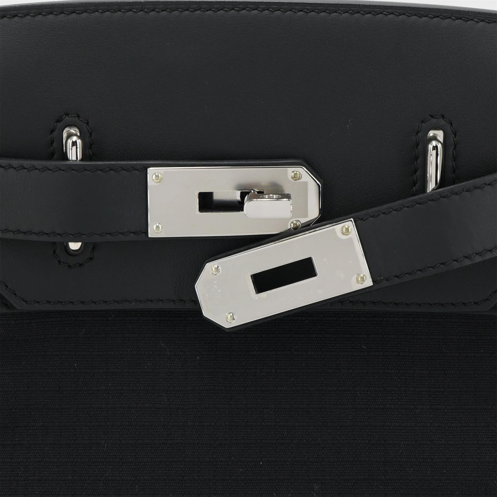 Unused ( Rank NS ) HERMÈS Hac a Dos PM Noir (89) Swift Toile Berline canvas Palladium hardware W (2024) - 8