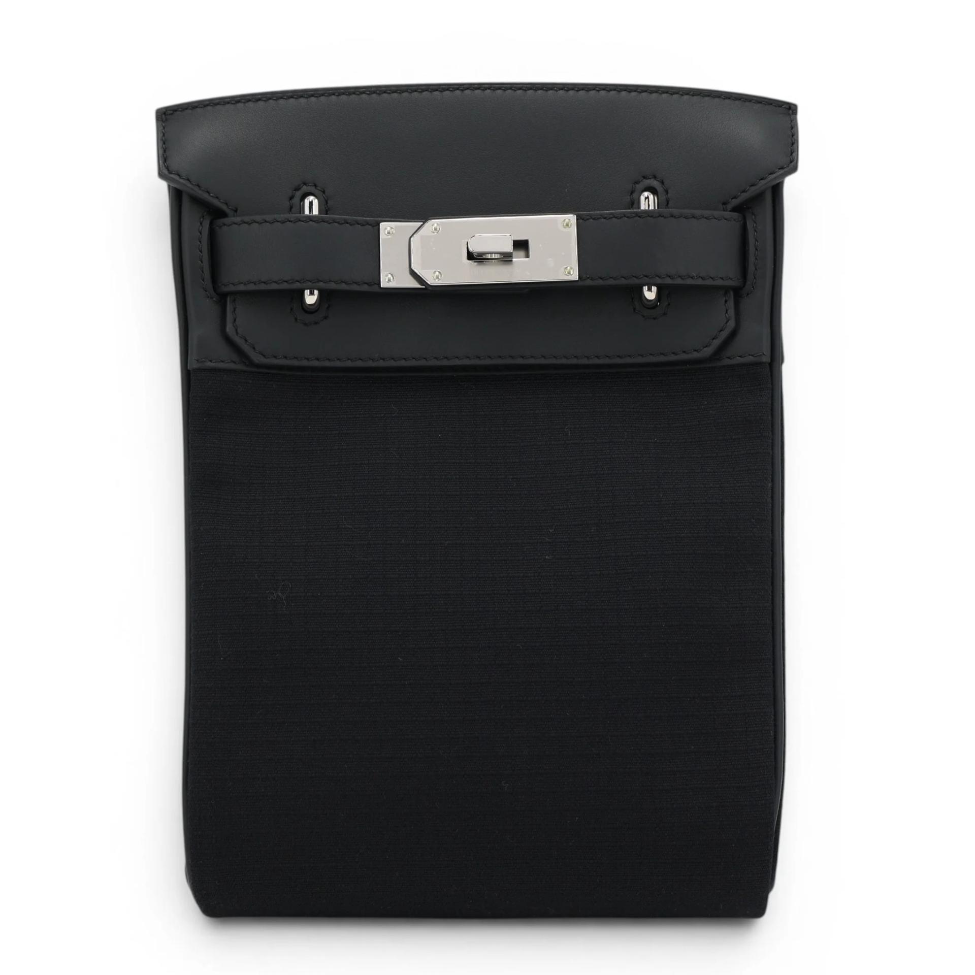 Unused ( Rank NS ) HERMÈS Hac a Dos PM Noir (89) Swift Toile Berline canvas Palladium hardware W (2024) - 1