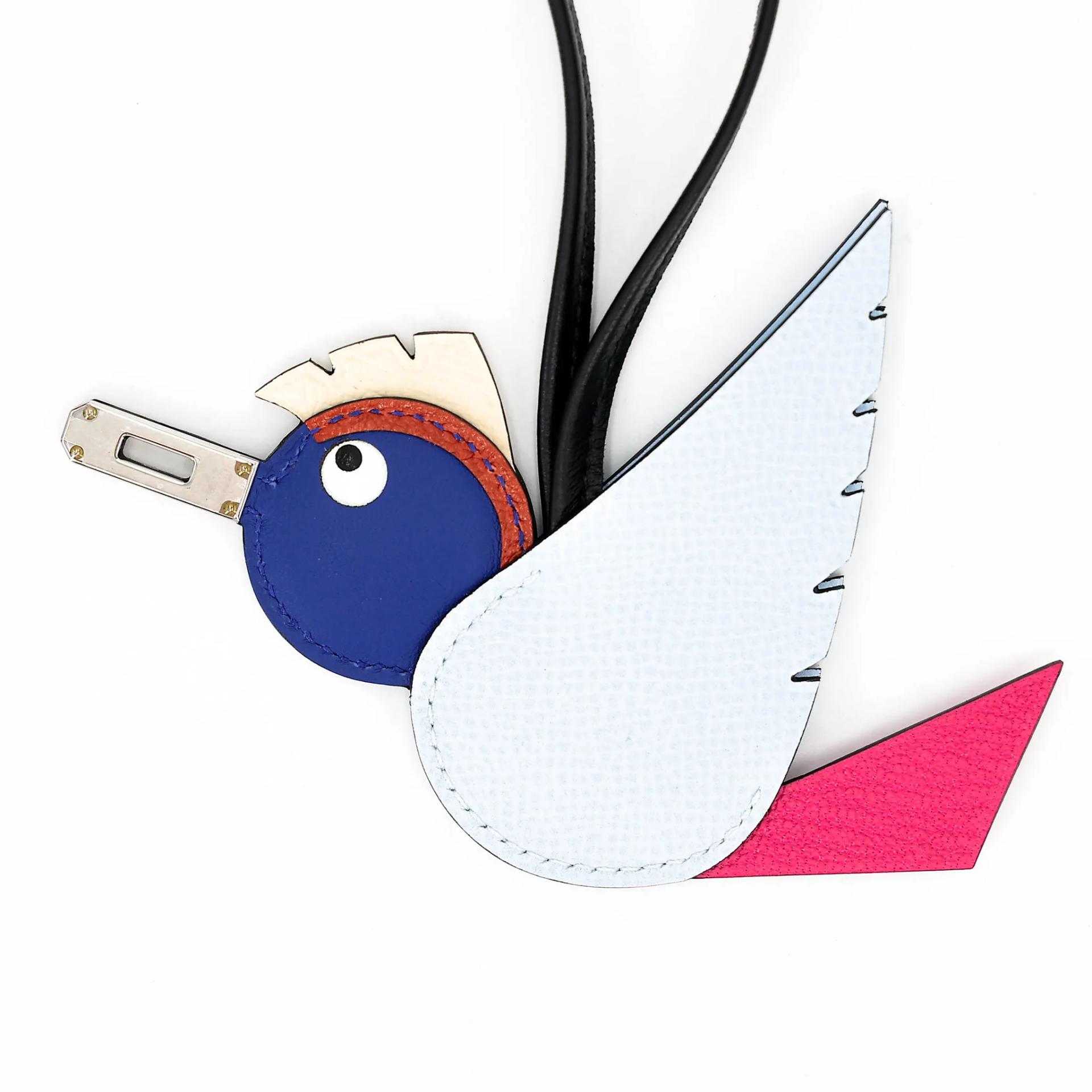 Brand New ( Rank N ) HERMÈS Birdy charm Bleu Glacier (8U) Bleu France (71) Nata (I2) Fuchsia (5J) Noir (89) Epsom Chevre Swift Palladium hardware K (2025) - 4