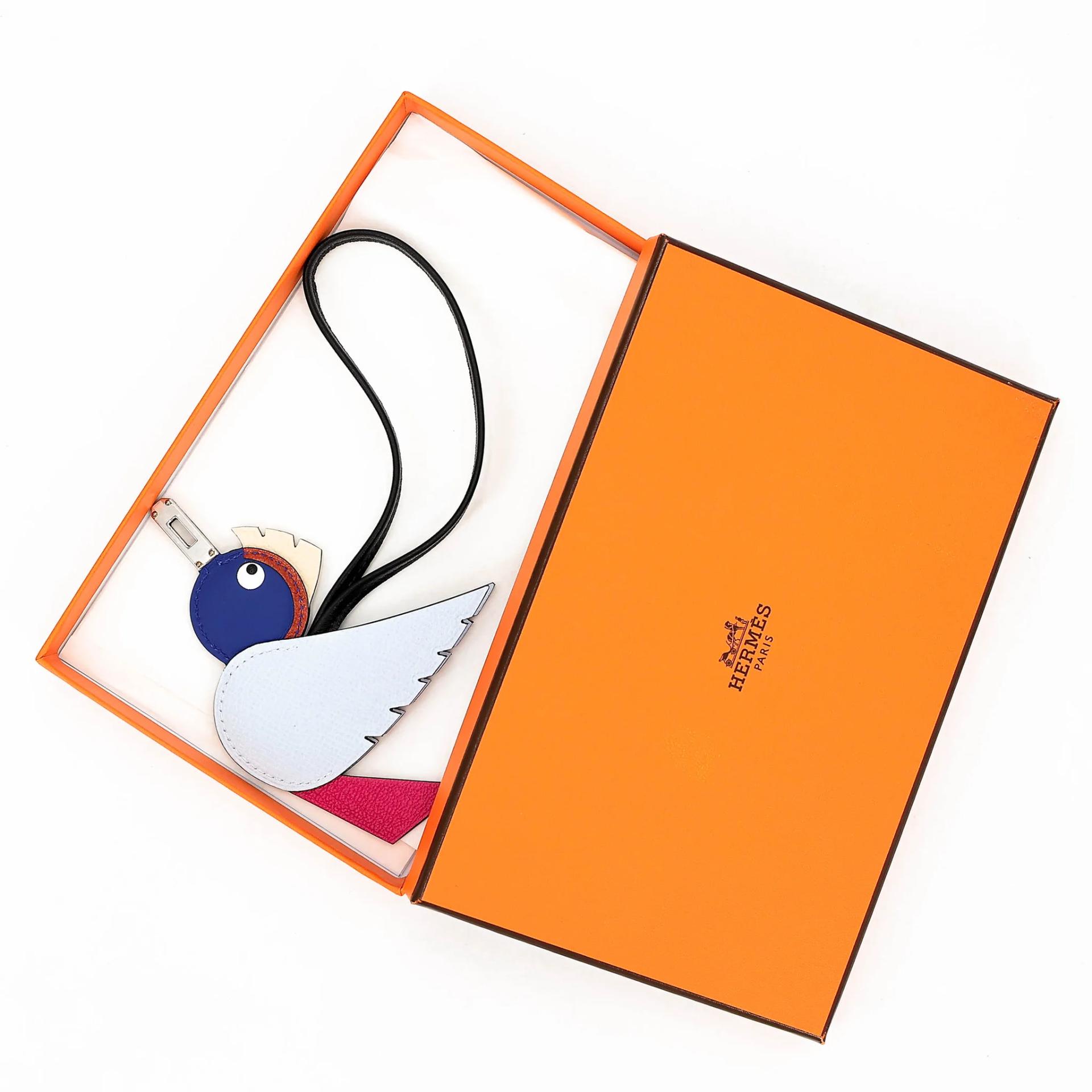 Brand New ( Rank N ) HERMÈS Birdy charm Bleu Glacier (8U) Bleu France (71) Nata (I2) Fuchsia (5J) Noir (89) Epsom Chevre Swift Palladium hardware K (2025) - 3