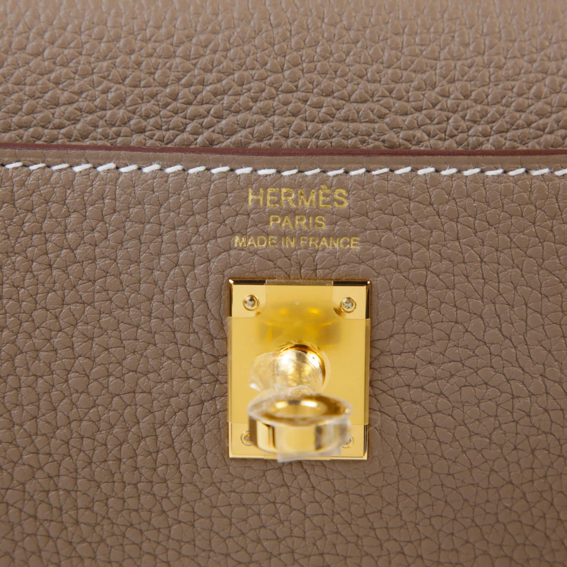 Brand New ( Rank N ) HERMÈS Kelly 25 Etoupe (18) Togo Gold hardware G (2026) - 9
