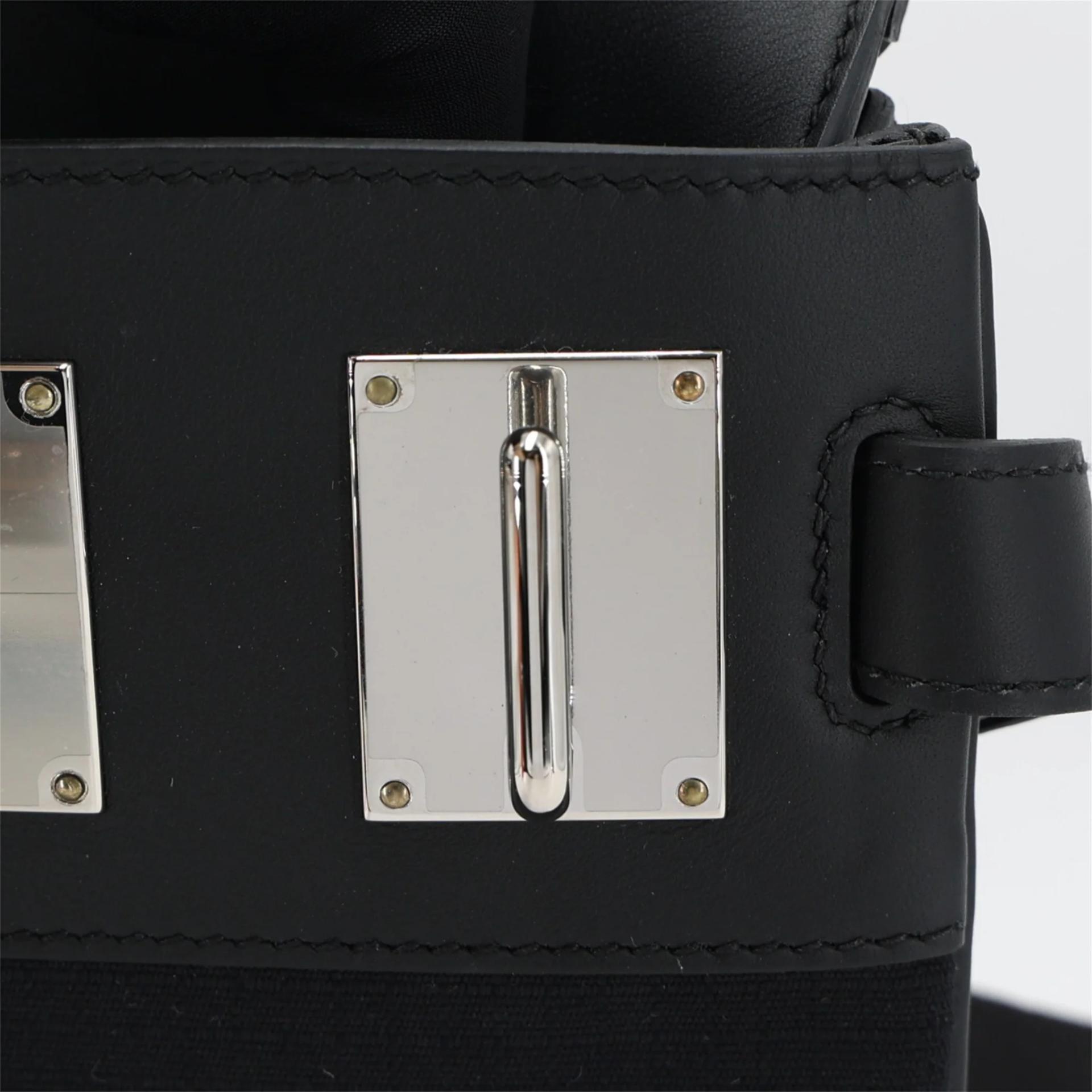 Unused ( Rank NS ) HERMÈS Hac a Dos PM Noir (89) Swift Toile Berline canvas Palladium hardware W (2024) - 12