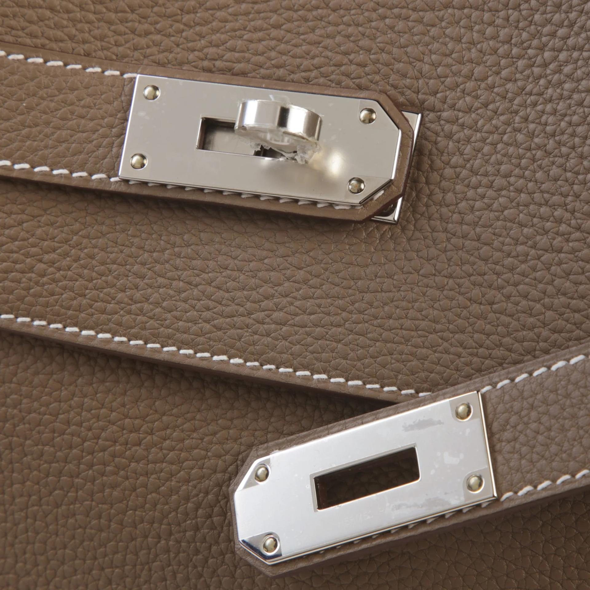 Excellent ( Rank SA ) HERMÈS Kelly Messenger GM Etoupe (18) Togo Palladium hardware W (2024) - 8