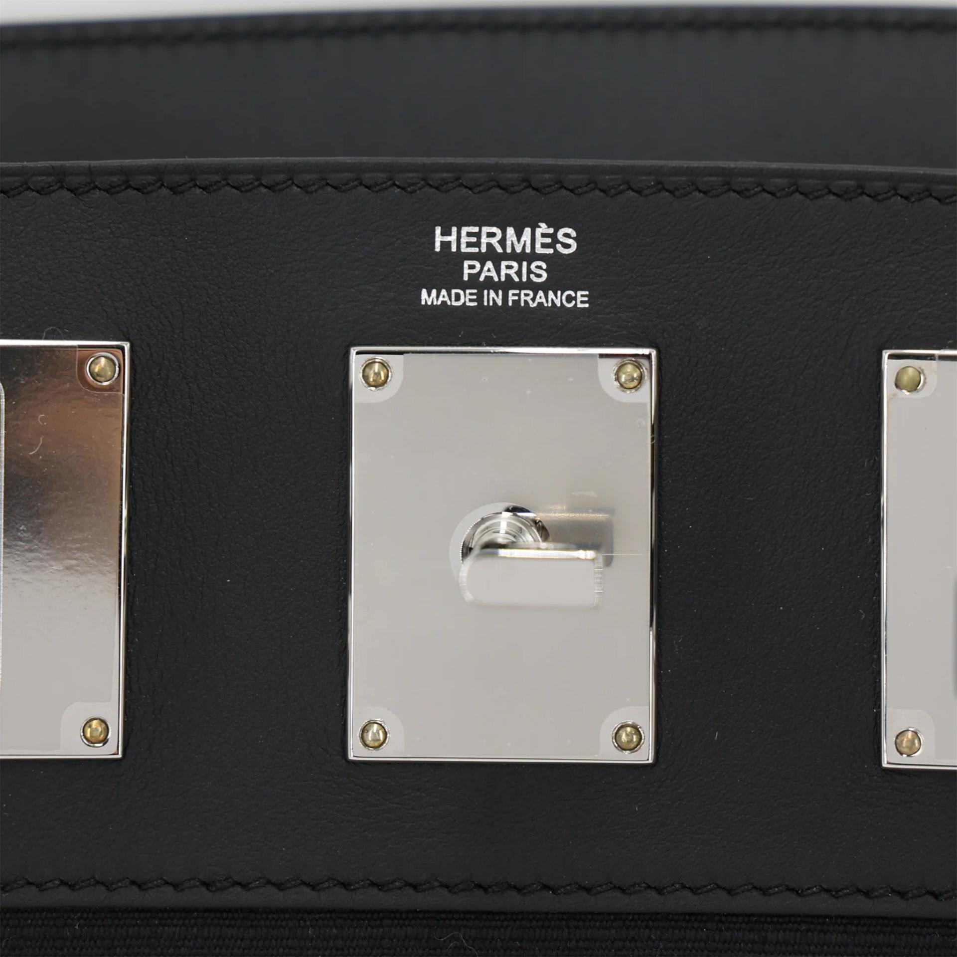Unused ( Rank NS ) HERMÈS Hac a Dos PM Noir (89) Swift Toile Berline canvas Palladium hardware W (2024) - 10