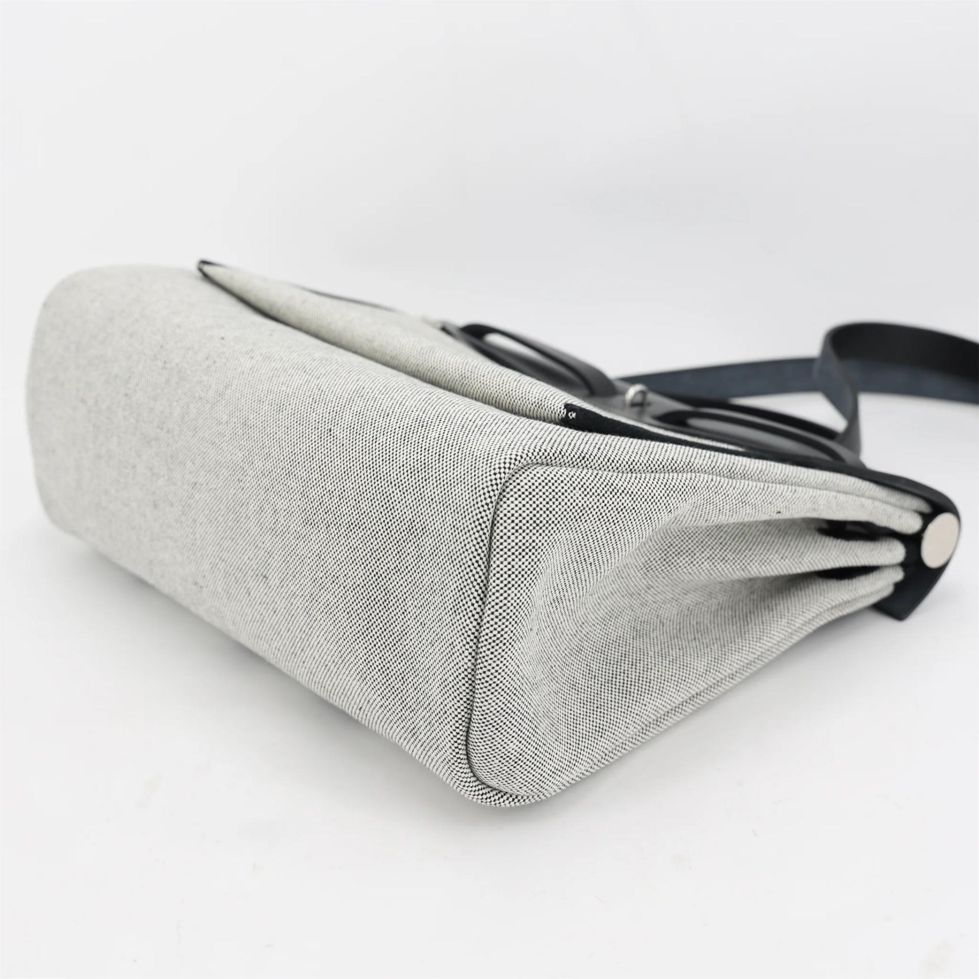 Unused ( Rank NS ) HERMÈS Limited Edition Herbag Zip 31 PM hobnailed Noir (89) Ecru Vache Hunter Toile H canvas Palladium hardware W (2024) - 8