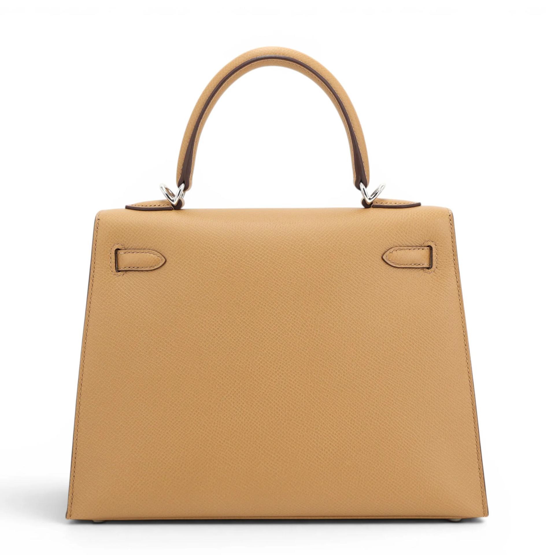 Brand New ( Rank N ) HERMÈS Kelly 25 Sellier Biscuit (4B) Epsom Palladium hardware K (2025) - 2