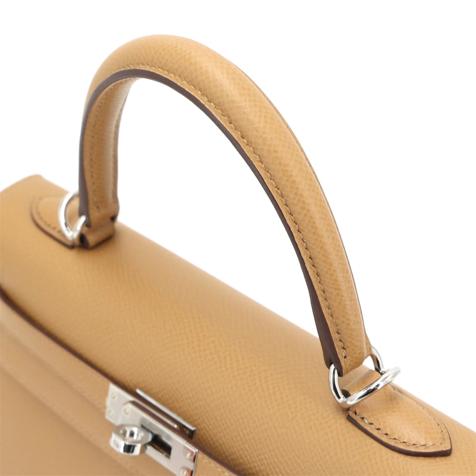 Brand New ( Rank N ) HERMÈS Kelly 25 Sellier Biscuit (4B) Epsom Palladium hardware K (2025) - 3