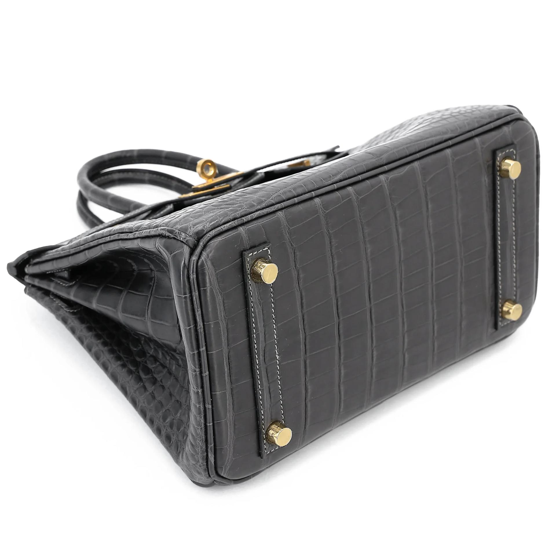 Brand New ( Rank N ) HERMÈS Birkin 25 Graphite (88) Matte Alligator Gold hardware K (2025) - 5