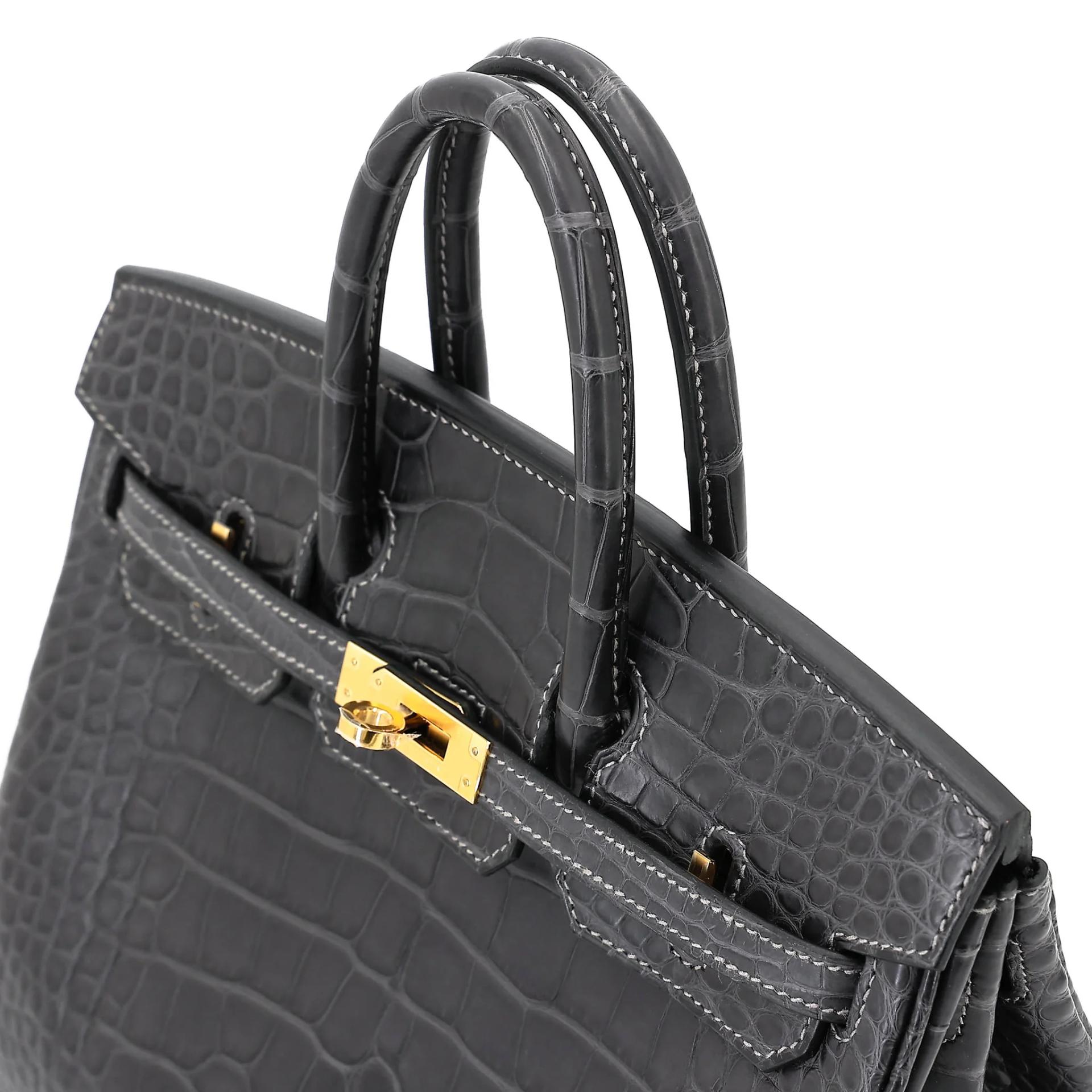 Brand New ( Rank N ) HERMÈS Birkin 25 Graphite (88) Matte Alligator Gold hardware K (2025) - 3