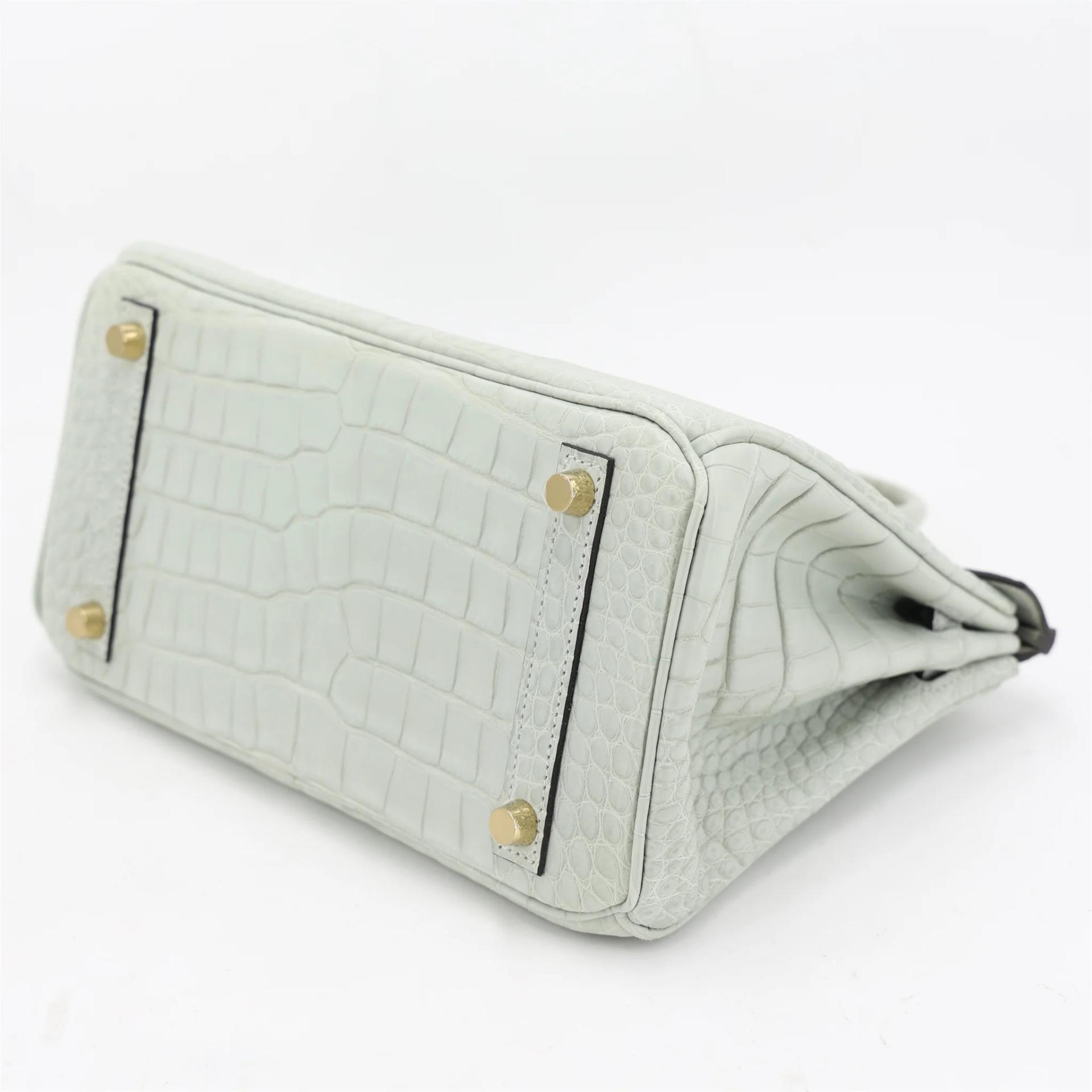 Brand New ( Rank N ) HERMÈS Birkin 25 Gris Neve (0W) Matte Alligator Gold hardware K (2025) - 5