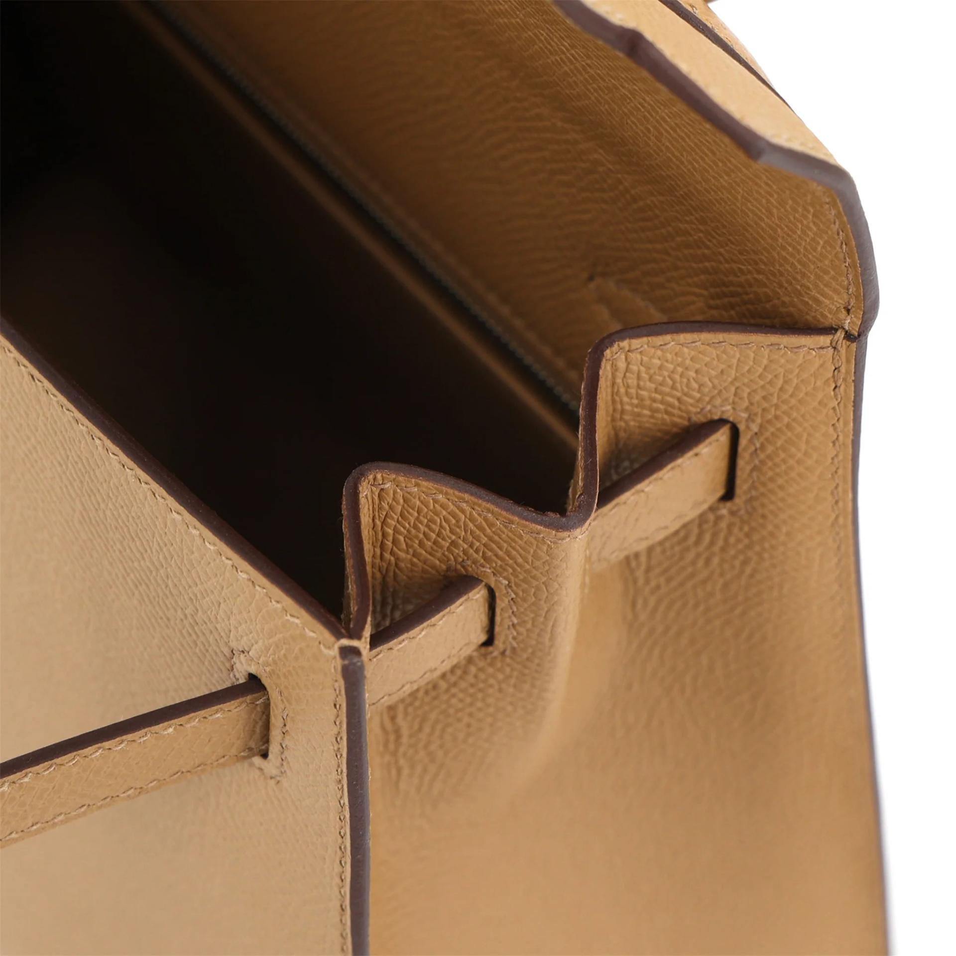 Brand New ( Rank N ) HERMÈS Kelly 25 Sellier Biscuit (4B) Epsom Palladium hardware K (2025) - 14