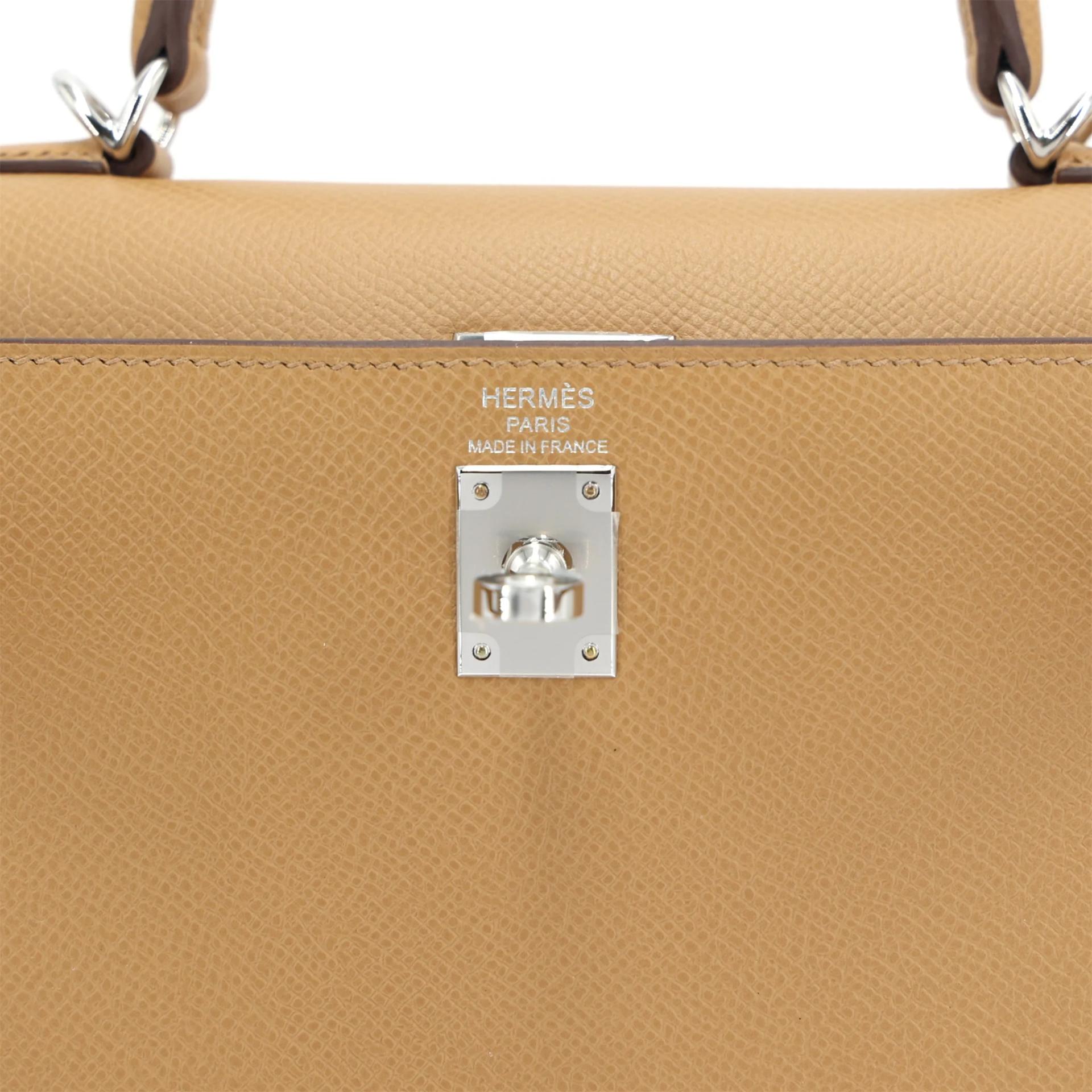 Brand New ( Rank N ) HERMÈS Kelly 25 Sellier Biscuit (4B) Epsom Palladium hardware K (2025) - 10