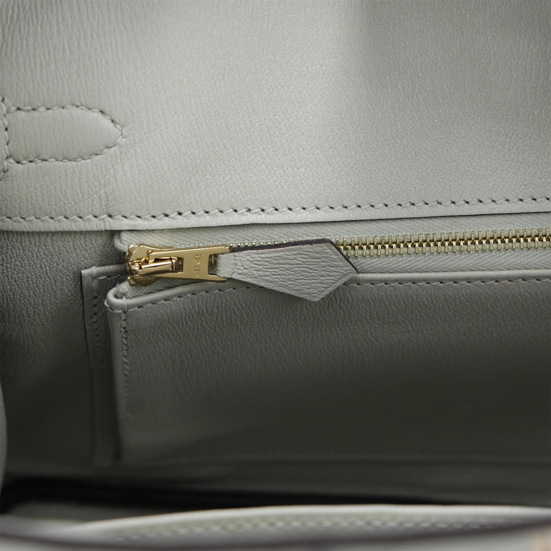 Brand New ( Rank N ) HERMÈS Birkin 25 Gris Neve (0W) Matte Alligator Gold hardware K (2025) - 14