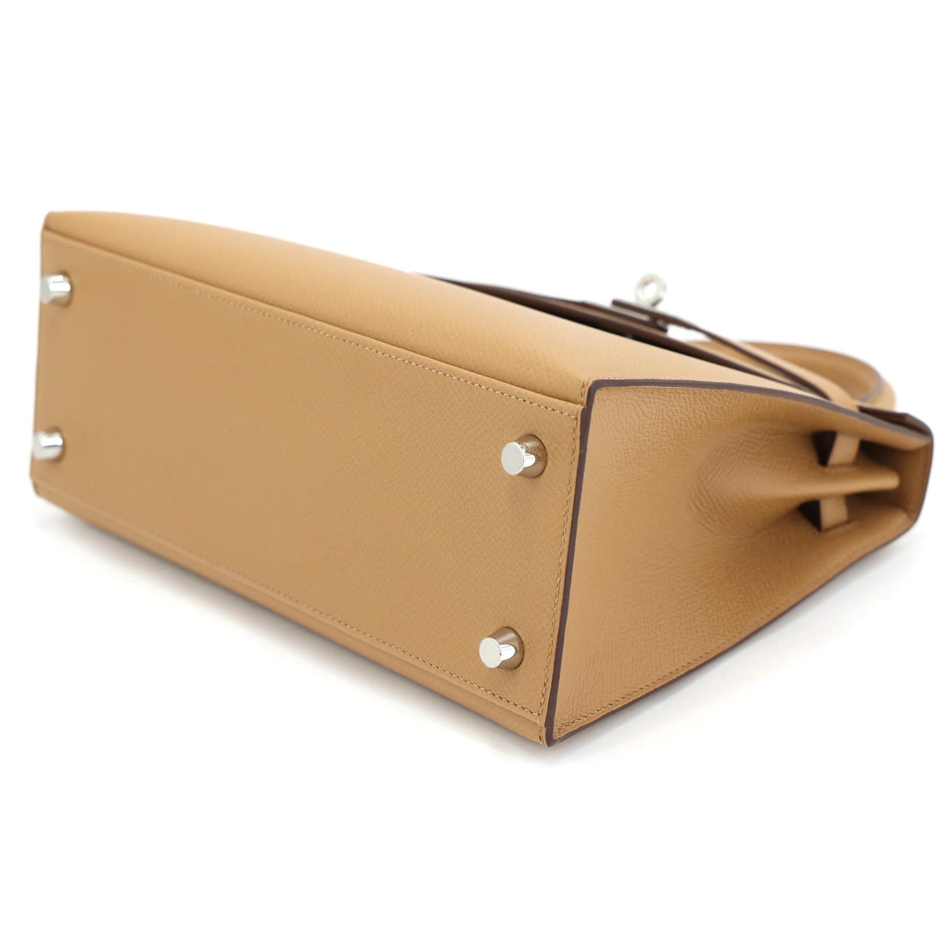 Brand New ( Rank N ) HERMÈS Kelly 25 Sellier Biscuit (4B) Epsom Palladium hardware K (2025) - 5