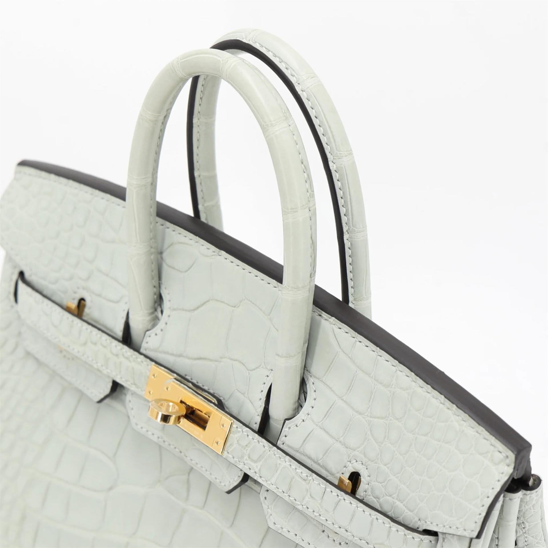 Brand New ( Rank N ) HERMÈS Birkin 25 Gris Neve (0W) Matte Alligator Gold hardware K (2025) - 3