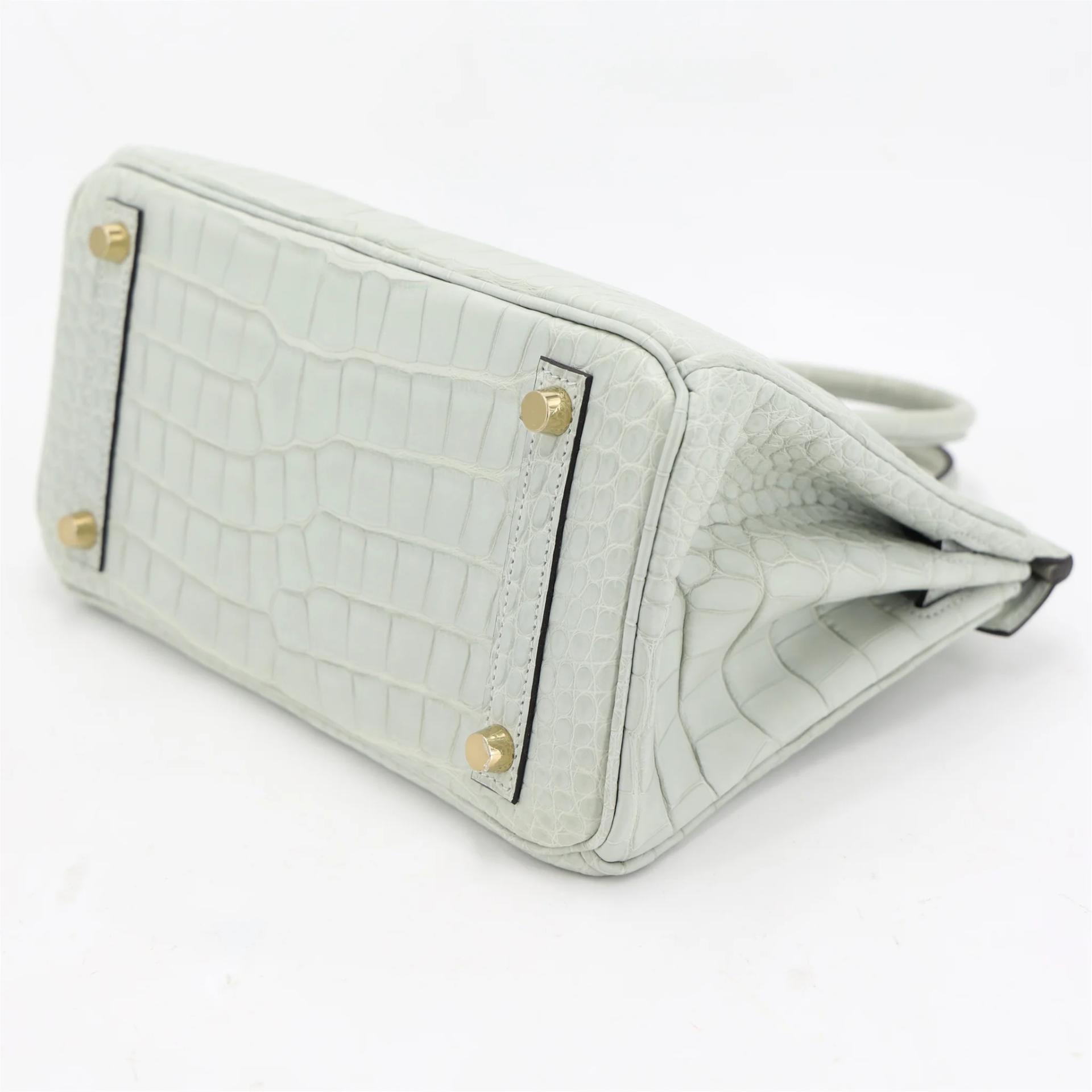 Brand New ( Rank N ) HERMÈS Birkin 25 Gris Neve (0W) Matte Alligator Gold hardware K (2025) - 7