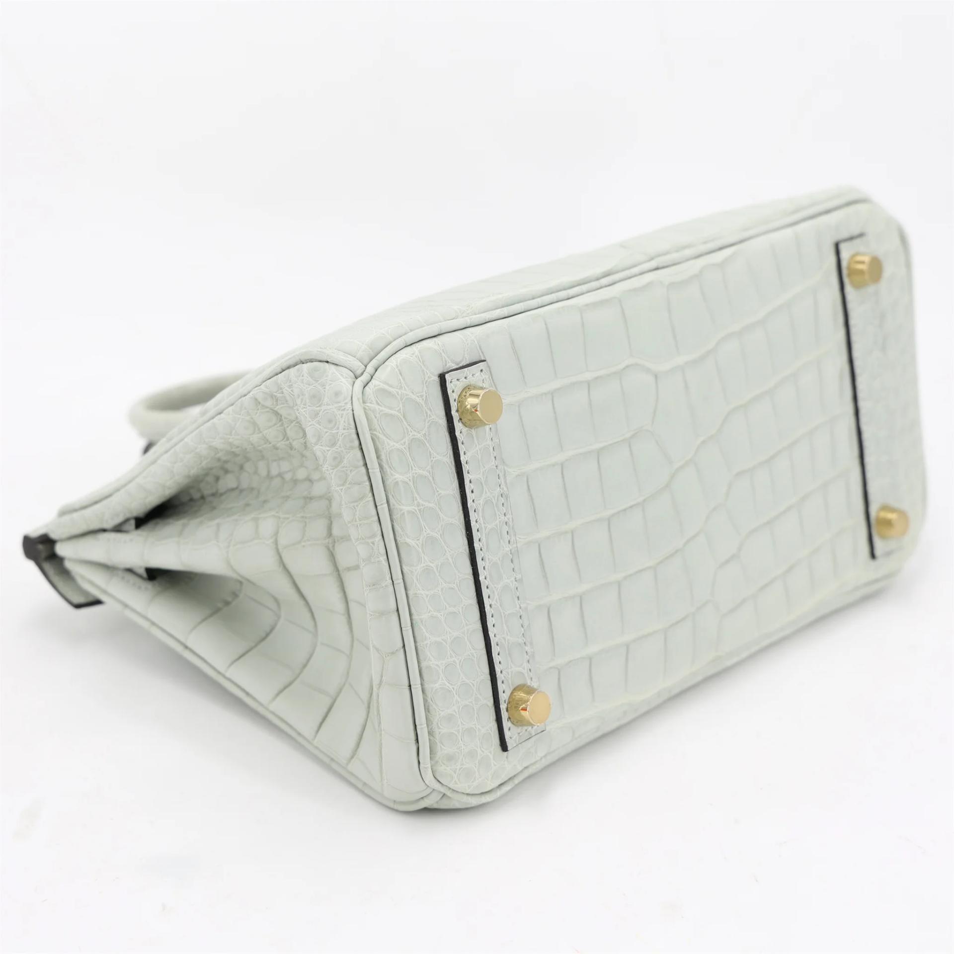 Brand New ( Rank N ) HERMÈS Birkin 25 Gris Neve (0W) Matte Alligator Gold hardware K (2025) - 6
