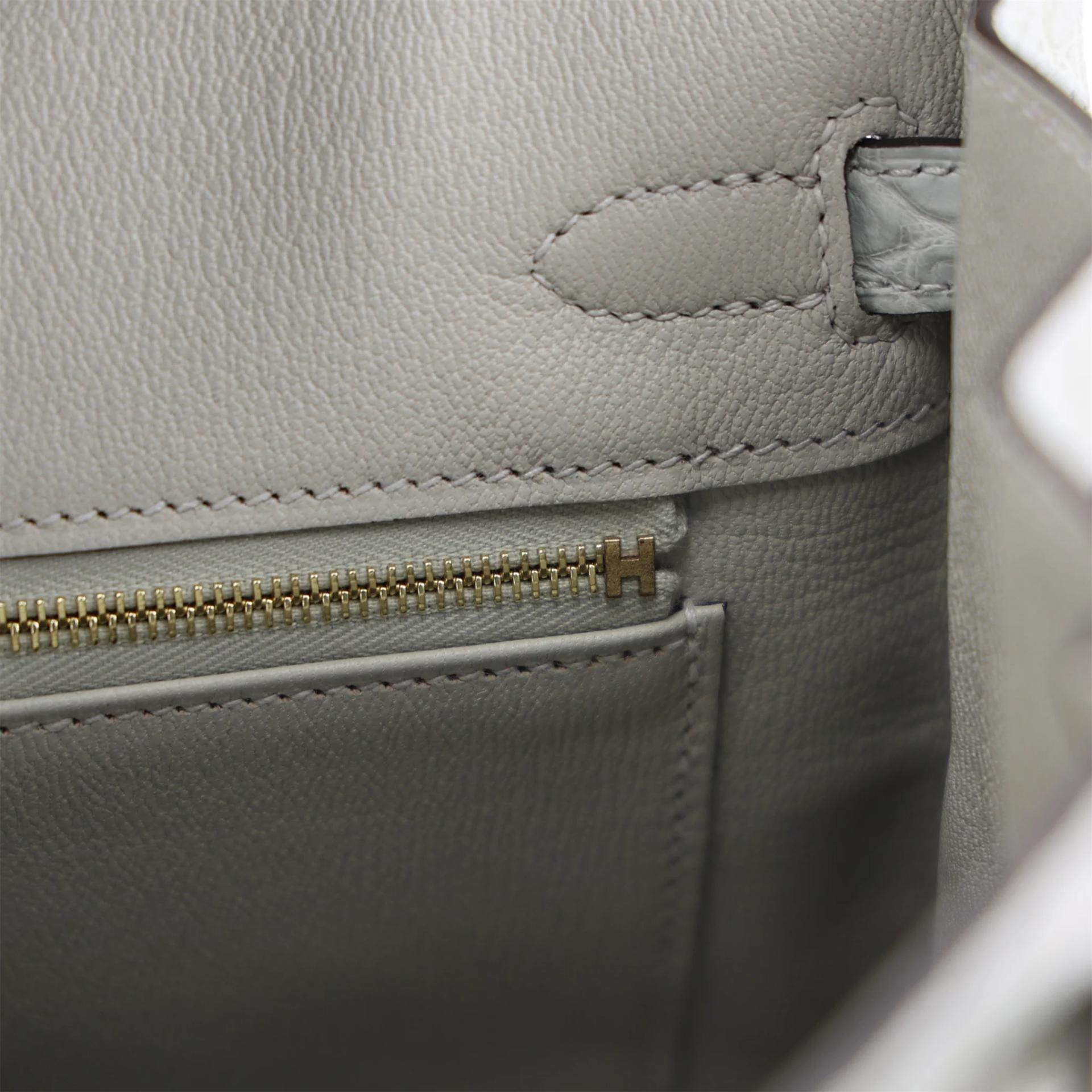Brand New ( Rank N ) HERMÈS Birkin 25 Gris Neve (0W) Matte Alligator Gold hardware K (2025) - 15