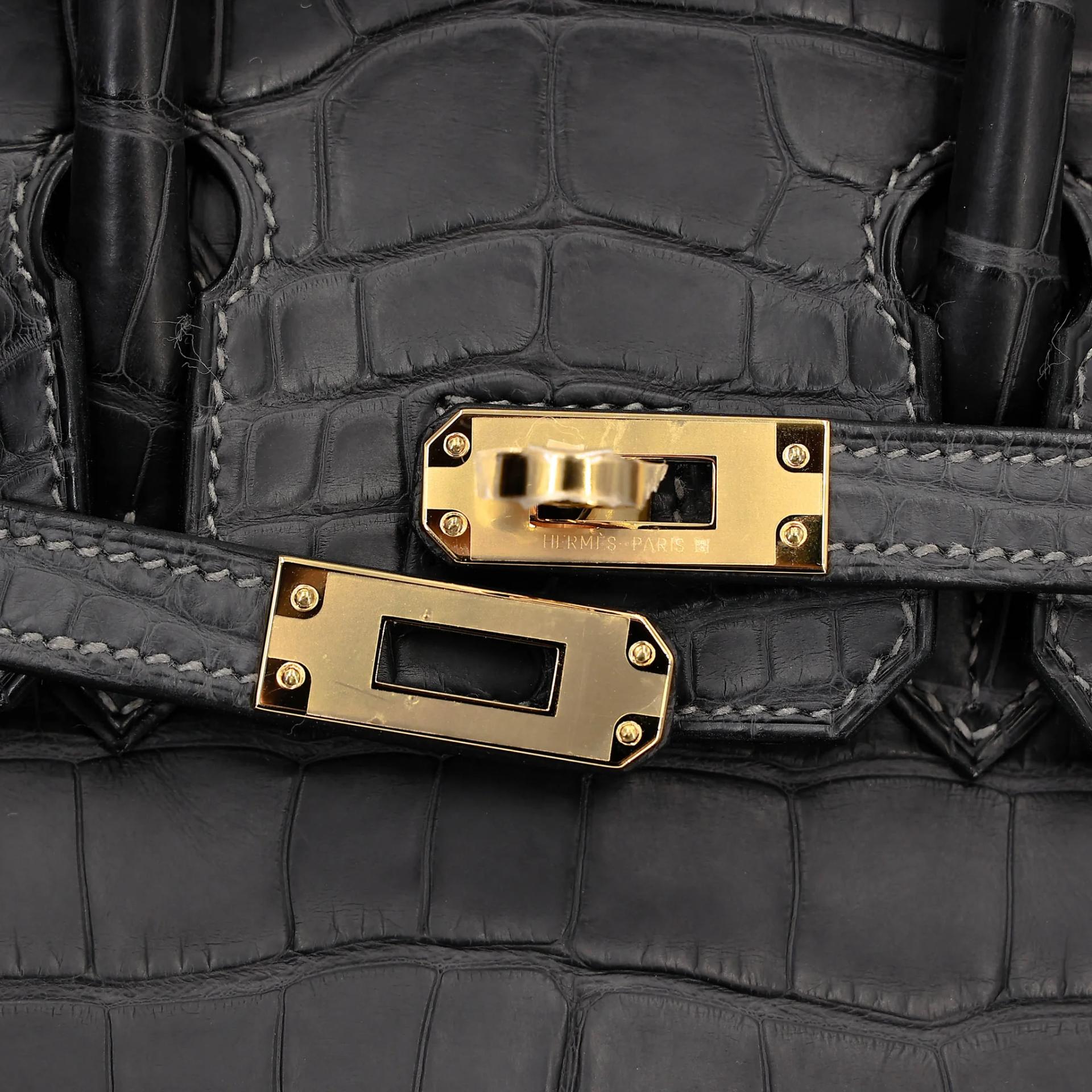 Brand New ( Rank N ) HERMÈS Birkin 25 Graphite (88) Matte Alligator Gold hardware K (2025) - 8