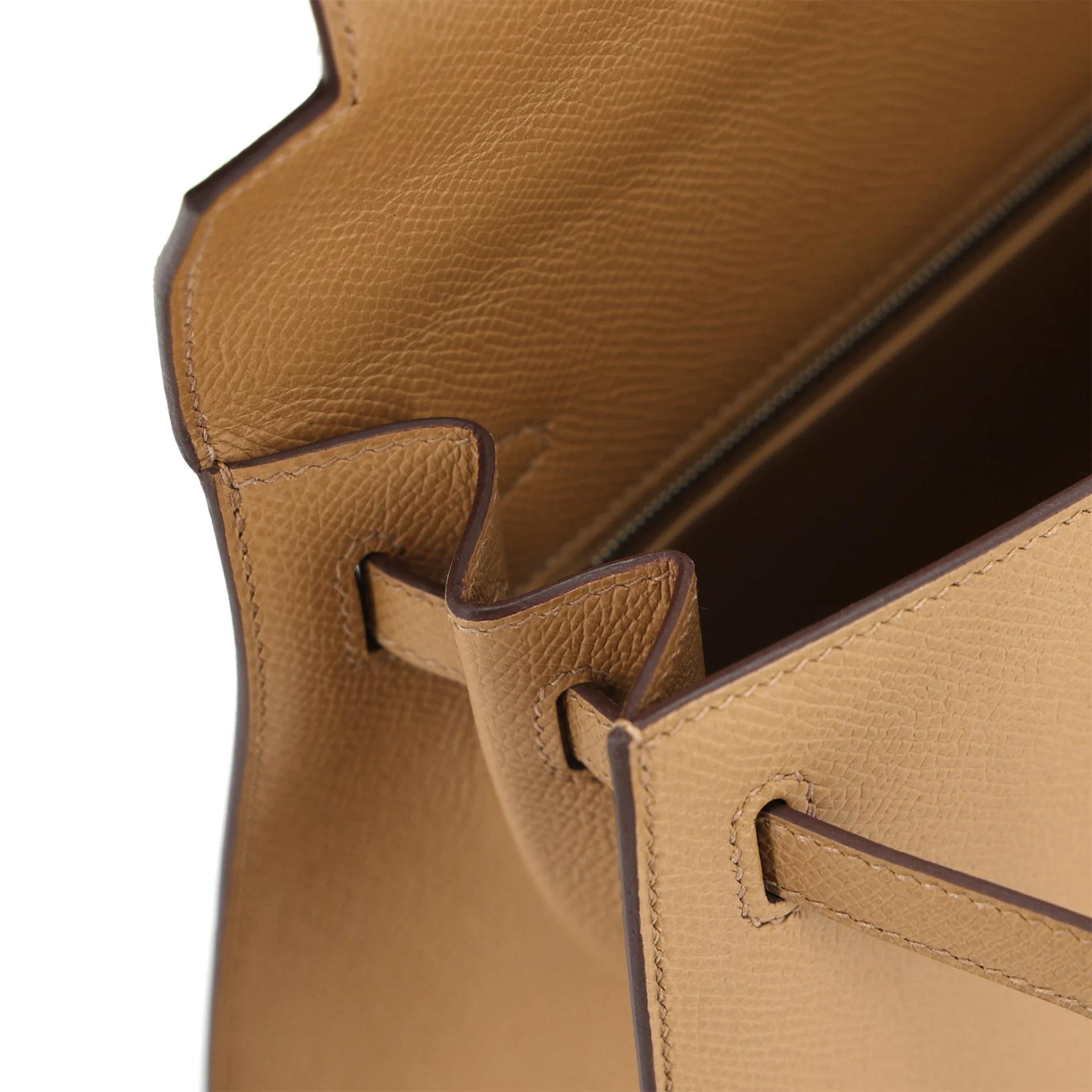 Brand New ( Rank N ) HERMÈS Kelly 25 Sellier Biscuit (4B) Epsom Palladium hardware K (2025) - 13
