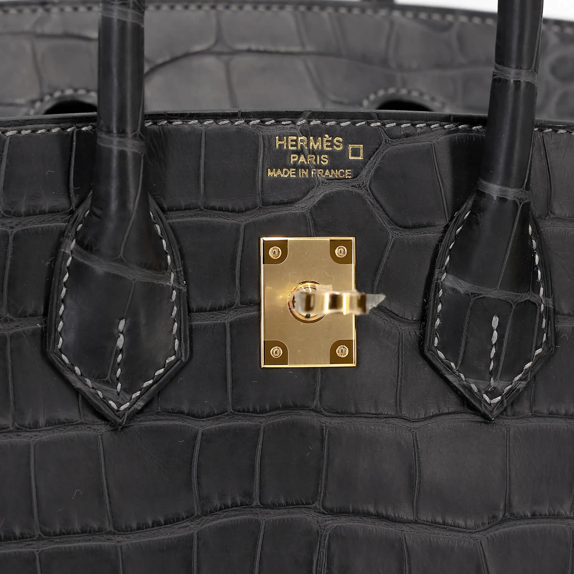 Brand New ( Rank N ) HERMÈS Birkin 25 Graphite (88) Matte Alligator Gold hardware K (2025) - 10