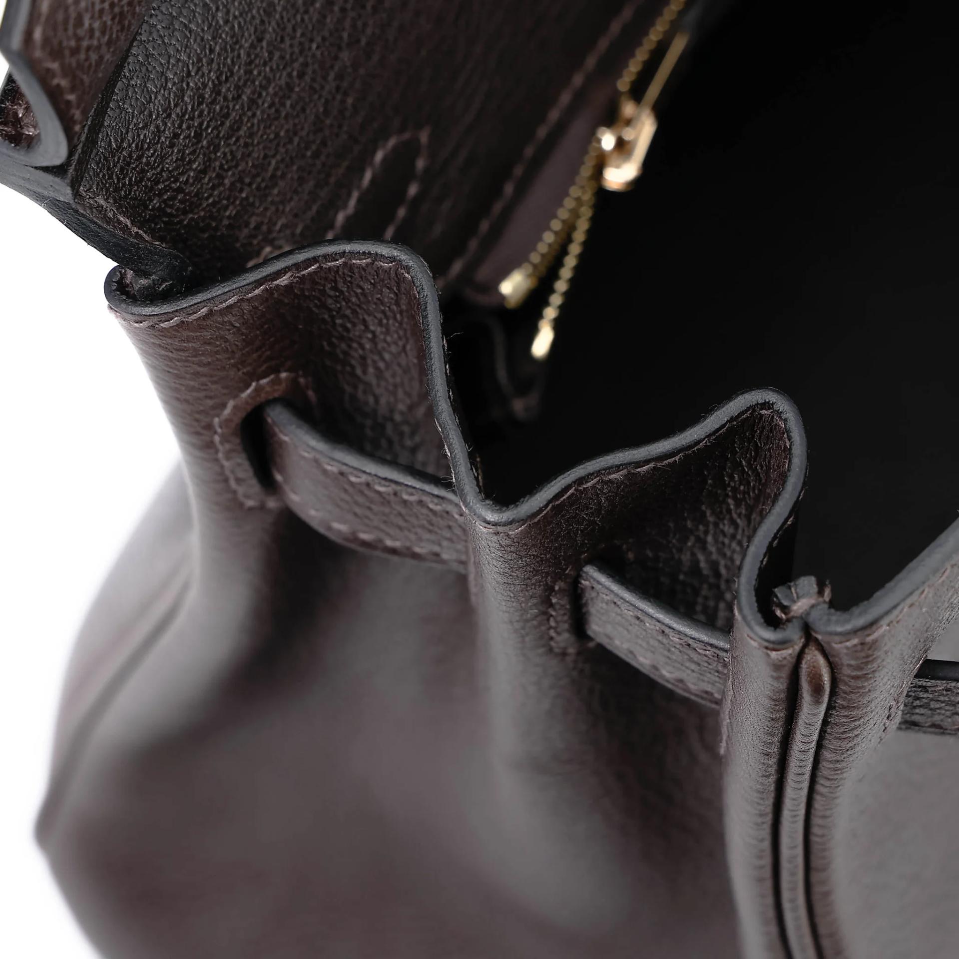 Unused ( Rank NS ) HERMÈS Birkin 25 Ebene (46) Barenia Gold hardware B (2023) - 16