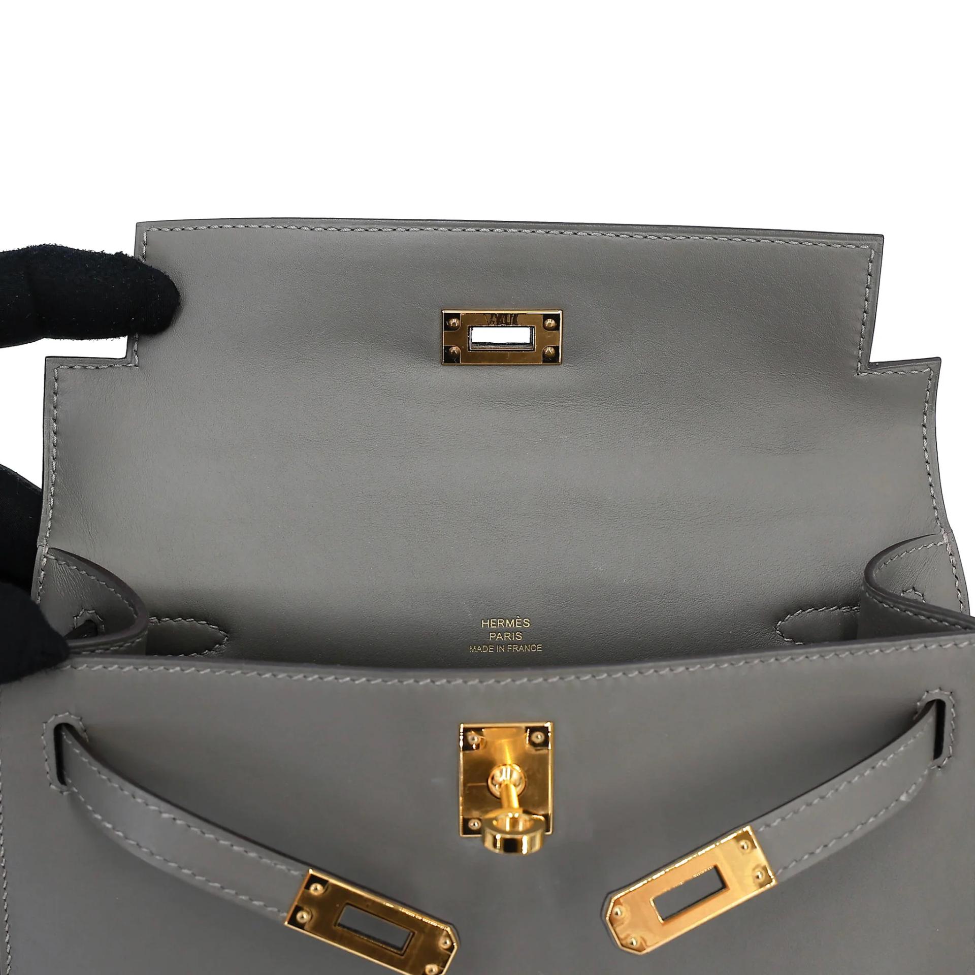 Excellent ( Rank SA ) HERMÈS Kelly Pochette Gris Meyer (0L) Swift Gold hardware U (2022) - 12