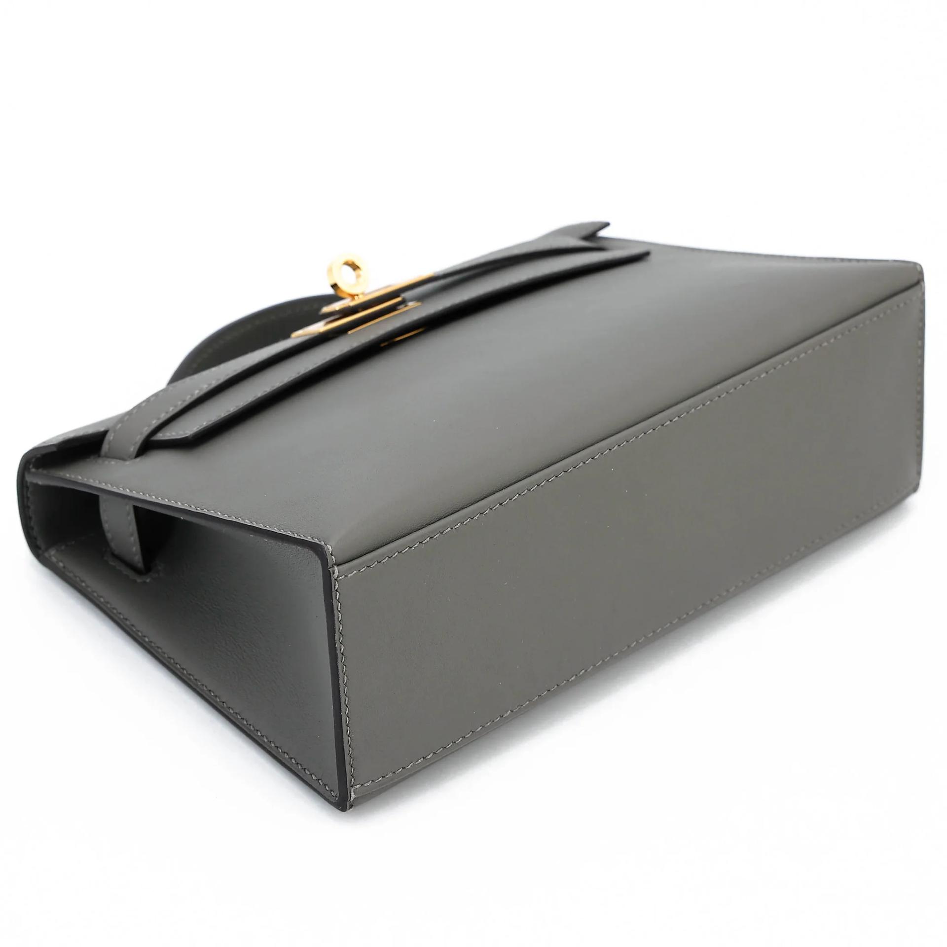 Excellent ( Rank SA ) HERMÈS Kelly Pochette Gris Meyer (0L) Swift Gold hardware U (2022) - 5