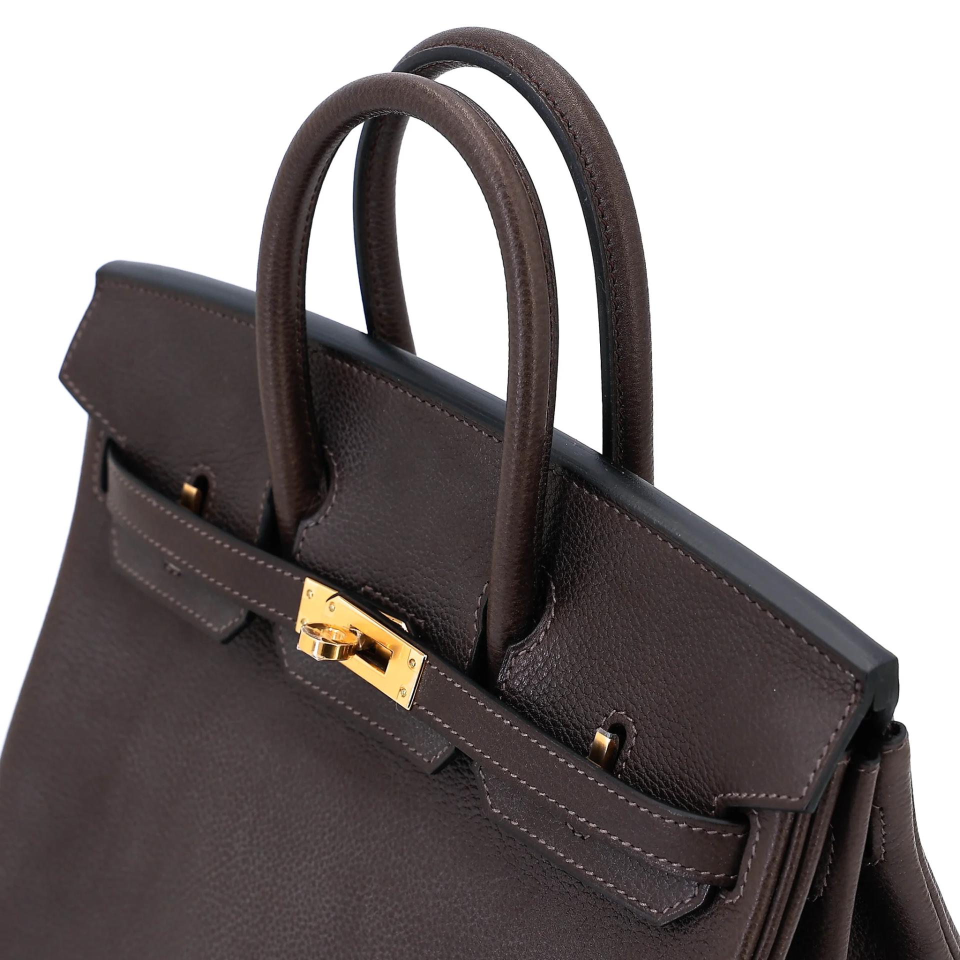 Unused ( Rank NS ) HERMÈS Birkin 25 Ebene (46) Barenia Gold hardware B (2023) - 3