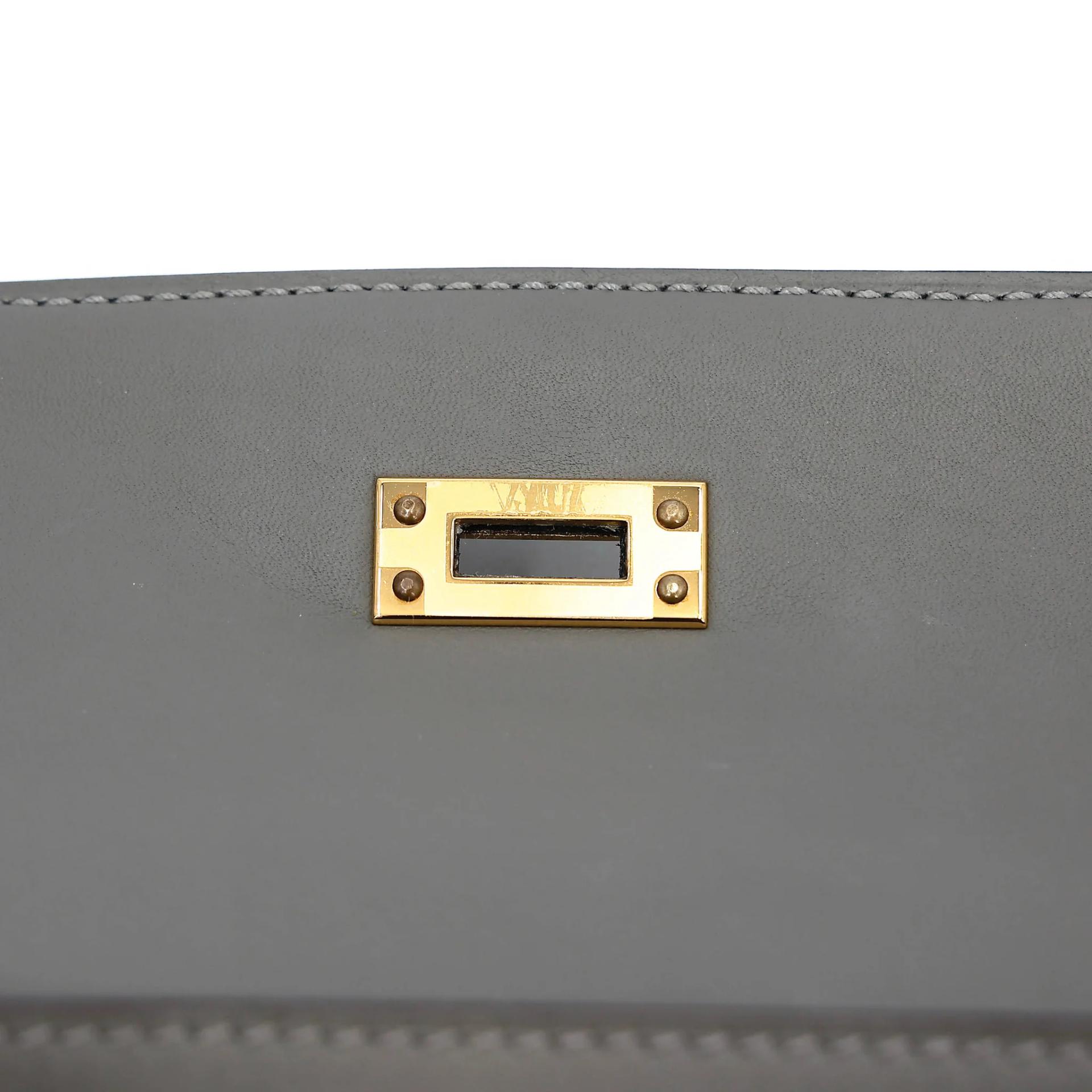 Excellent ( Rank SA ) HERMÈS Kelly Pochette Gris Meyer (0L) Swift Gold hardware U (2022) - 11