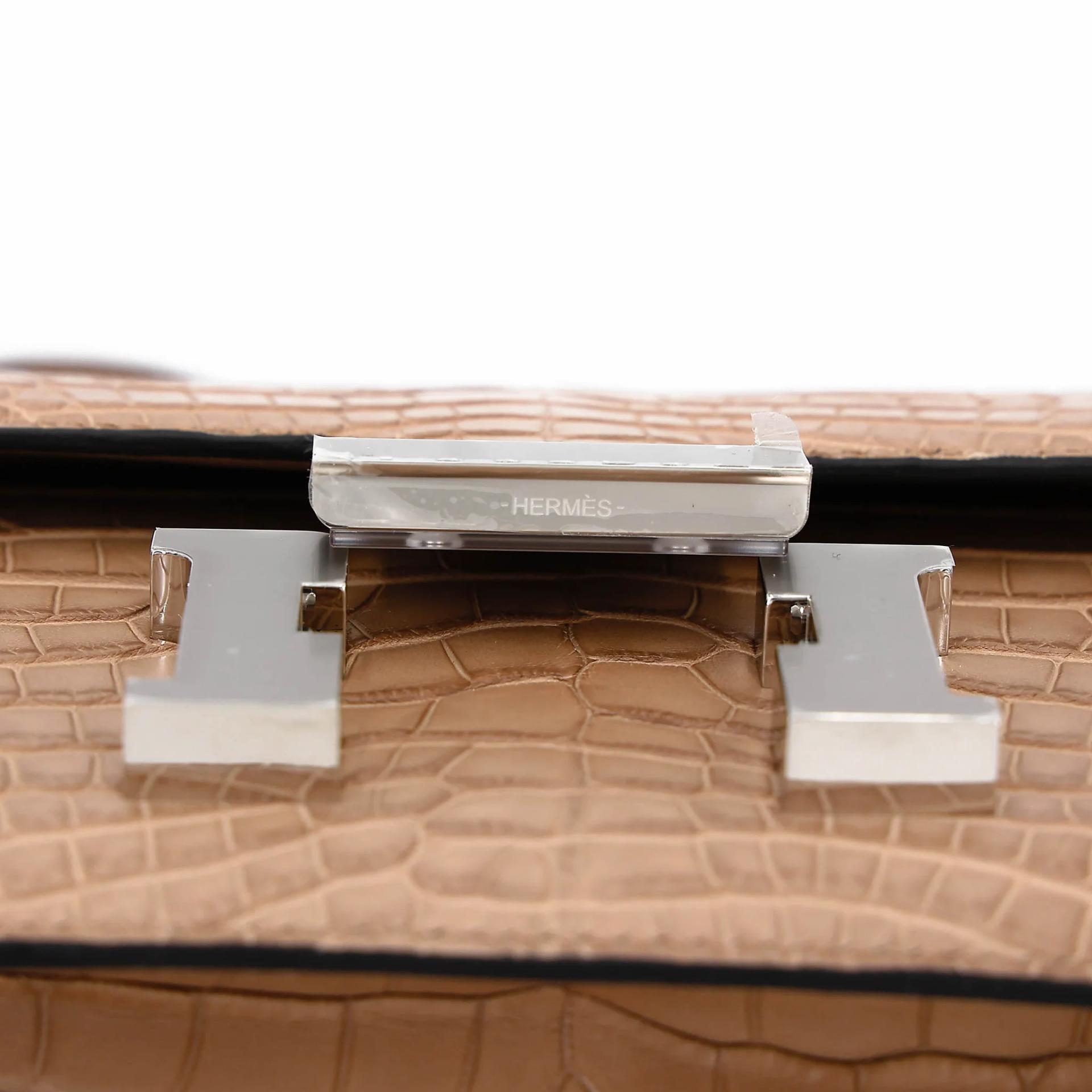 ランク N 新品 HERMÈS エルメス コンスタンス3 ミニ チャイ(0M) クロコダイル アリゲーター マット シルバー金具 G刻印 (2026) - 9
