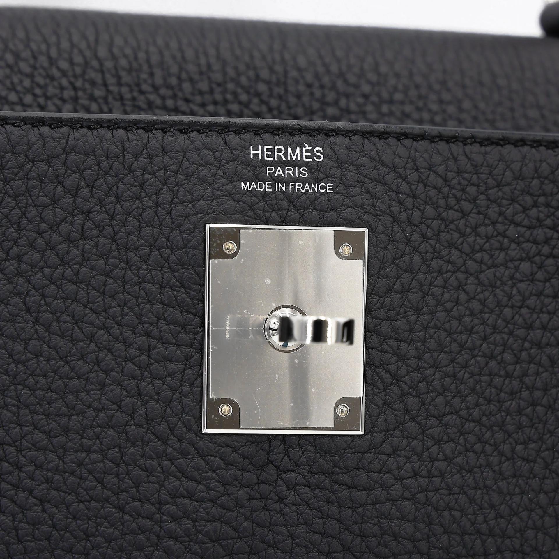Unused ( Rank NS ) HERMÈS Kelly 28 Noir (89) Togo Palladium hardware K (2025) - 13