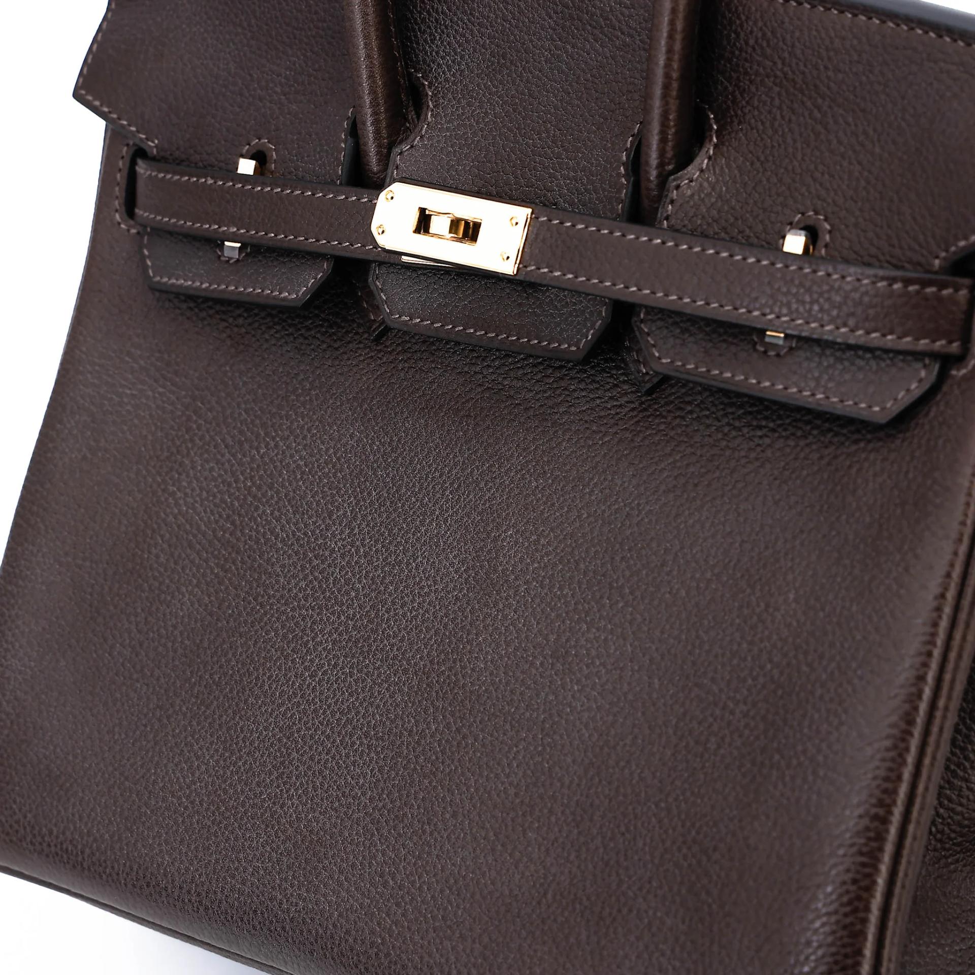 Unused ( Rank NS ) HERMÈS Birkin 25 Ebene (46) Barenia Gold hardware B (2023) - 9