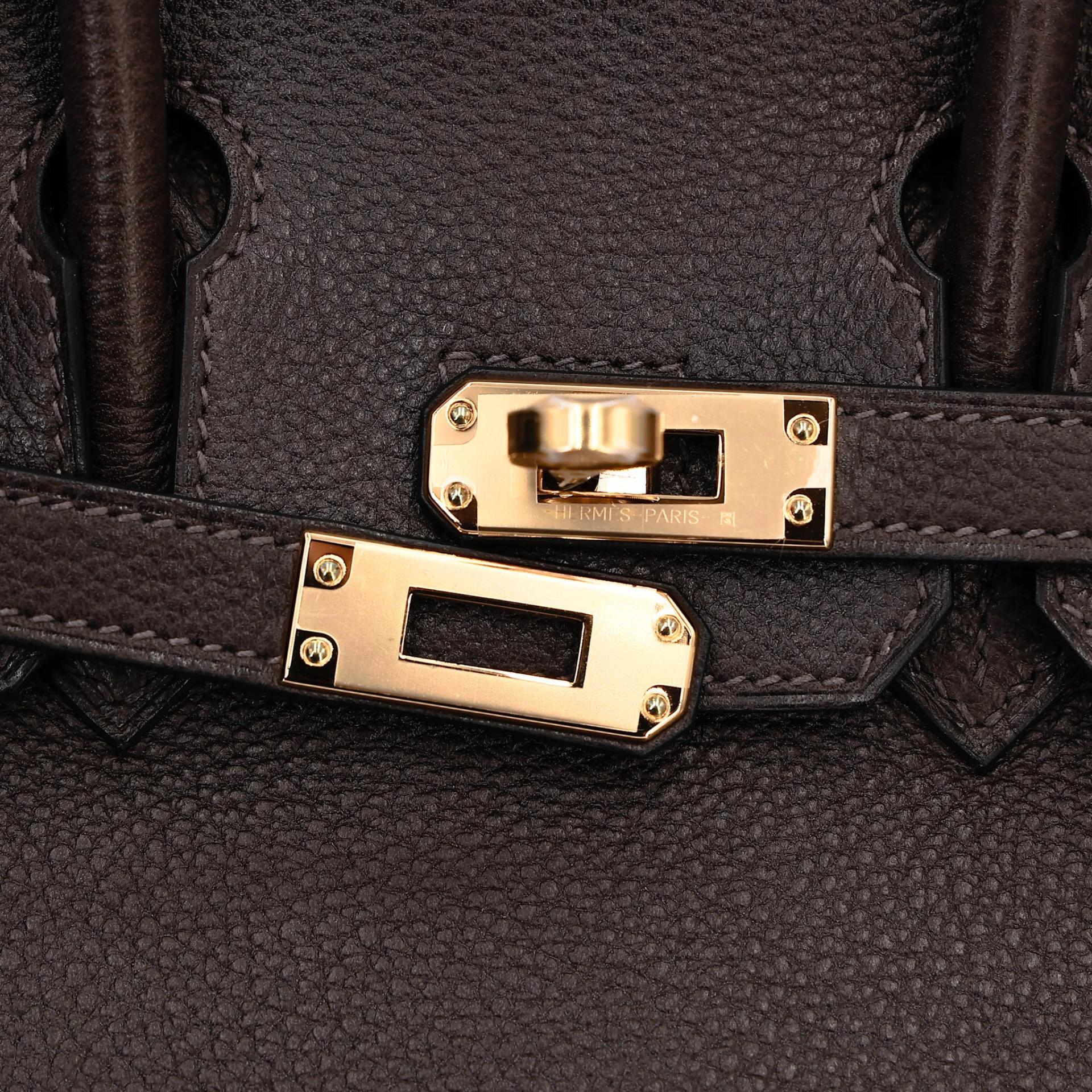 Unused ( Rank NS ) HERMÈS Birkin 25 Ebene (46) Barenia Gold hardware B (2023) - 10