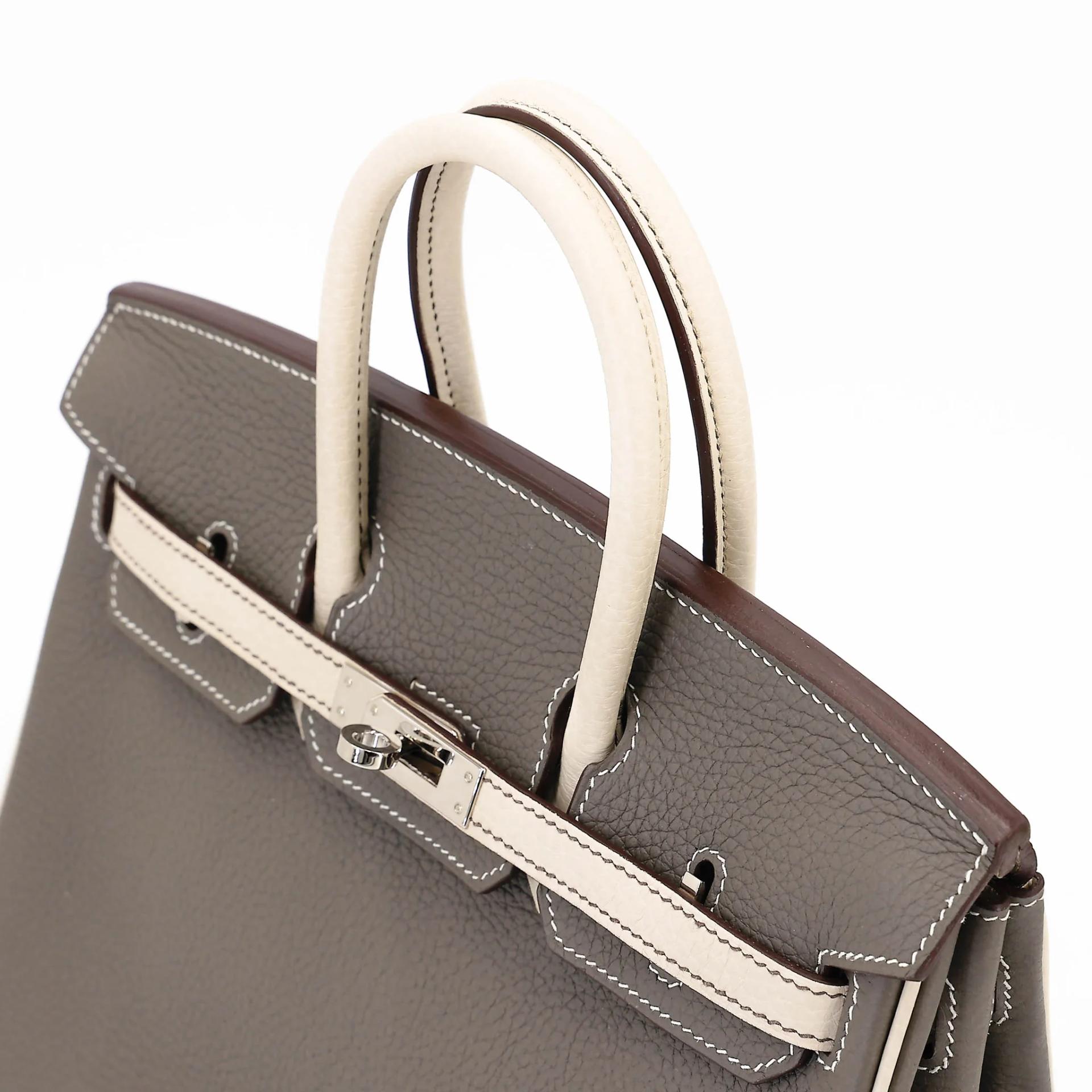 ランク SA HERMÈS エルメス スペシャルオーダー バーキン25 エタン (8F) ベトン (8L) トゴ シルバー金具 D刻印 (2019) - 3
